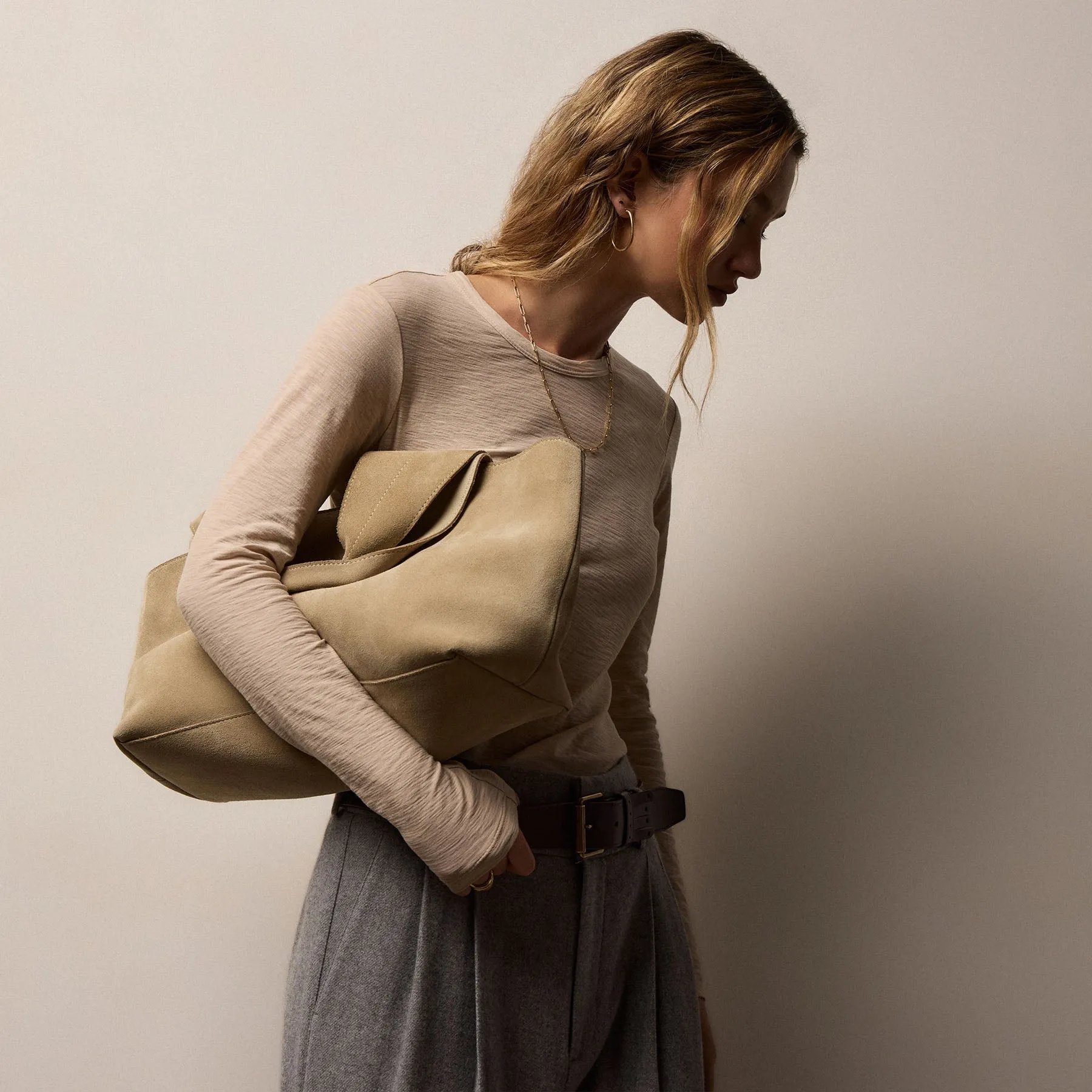 Sheer Slub Long Sleeve Crew - Stone sold by James Perse product image thumbnail 2