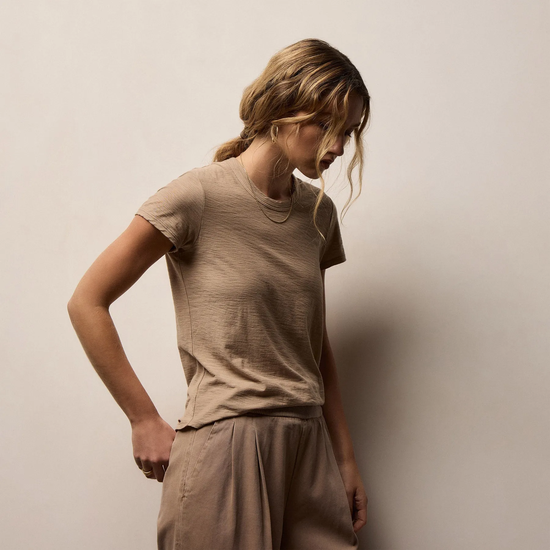 Sheer Slub Crew Neck Tee - Coffee sold by James Perse