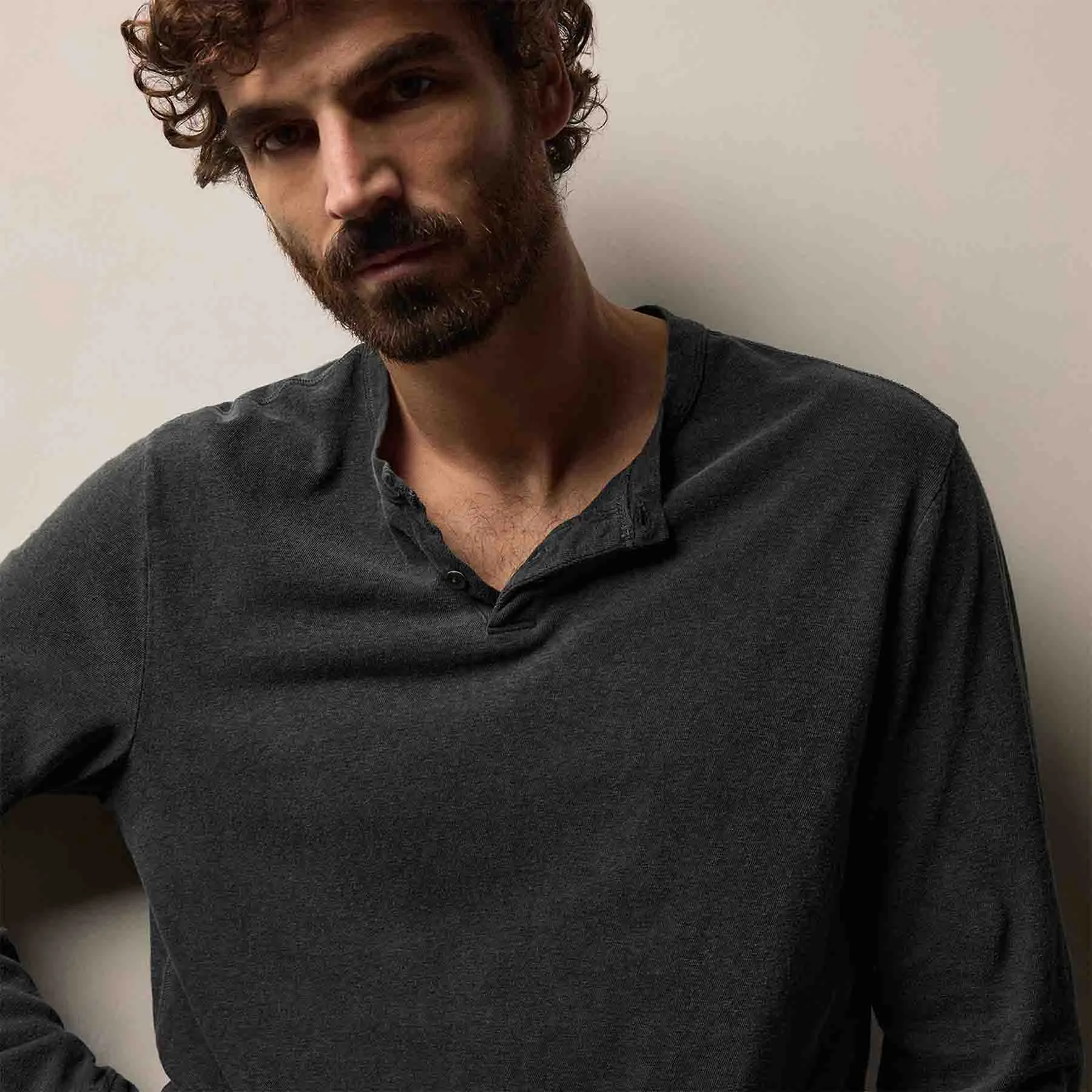 Slub Jersey Long Sleeve Henley - Magma Pigment sold by James Perse product image thumbnail 3