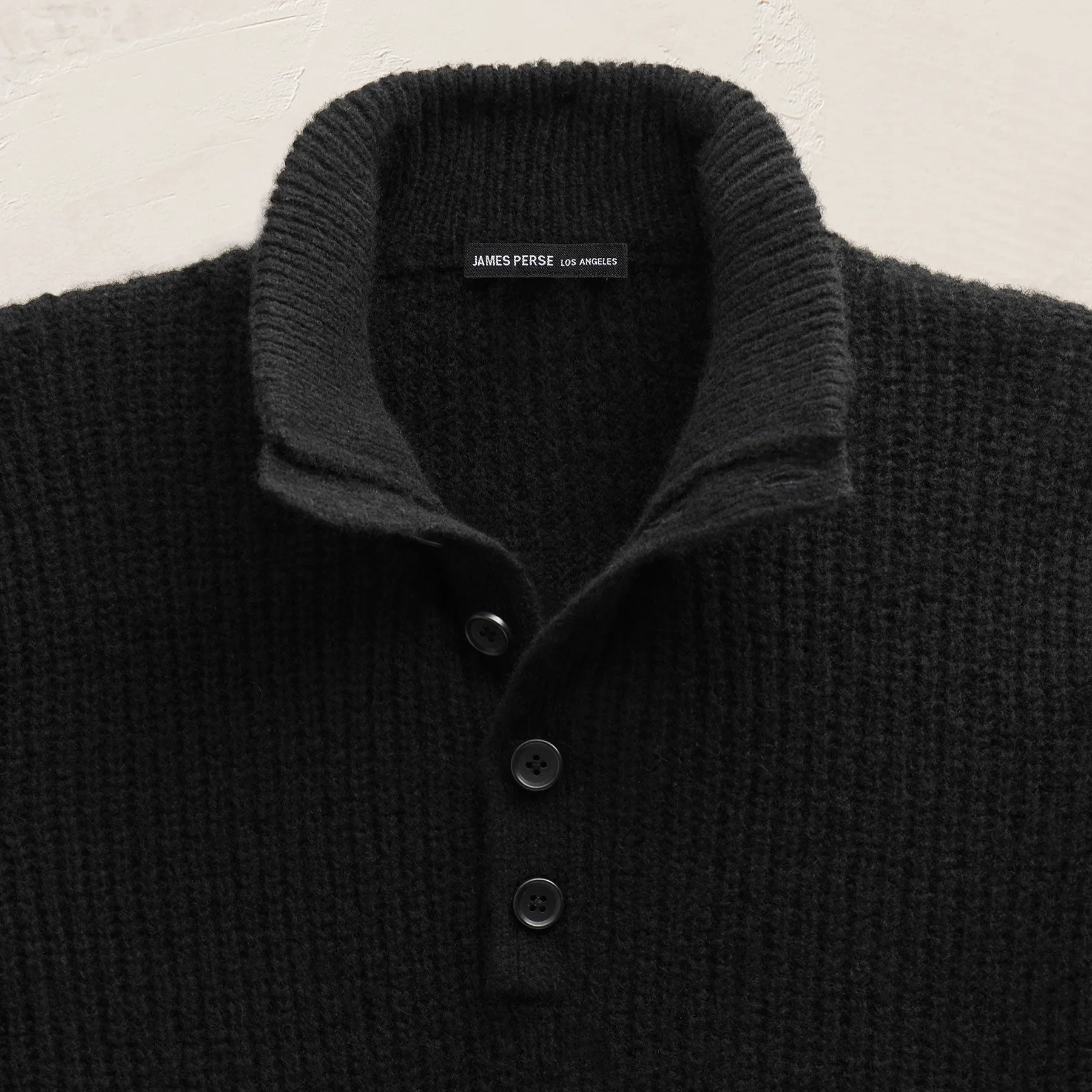 Lightweight Cashmere 1/4 Button Sweater - Black sold by James Perse product image thumbnail 4
