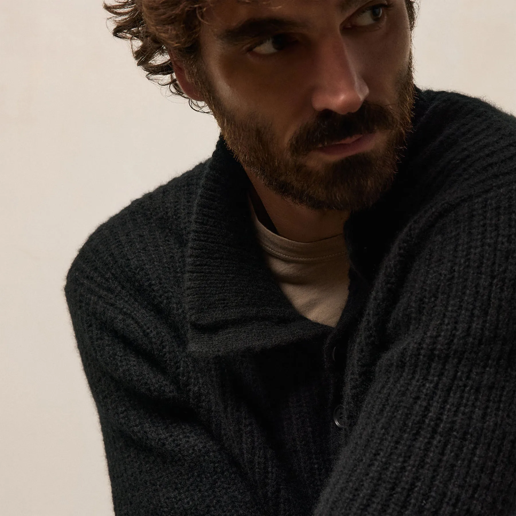 Lightweight Cashmere 1/4 Button Sweater - Black sold by James Perse product image thumbnail 3