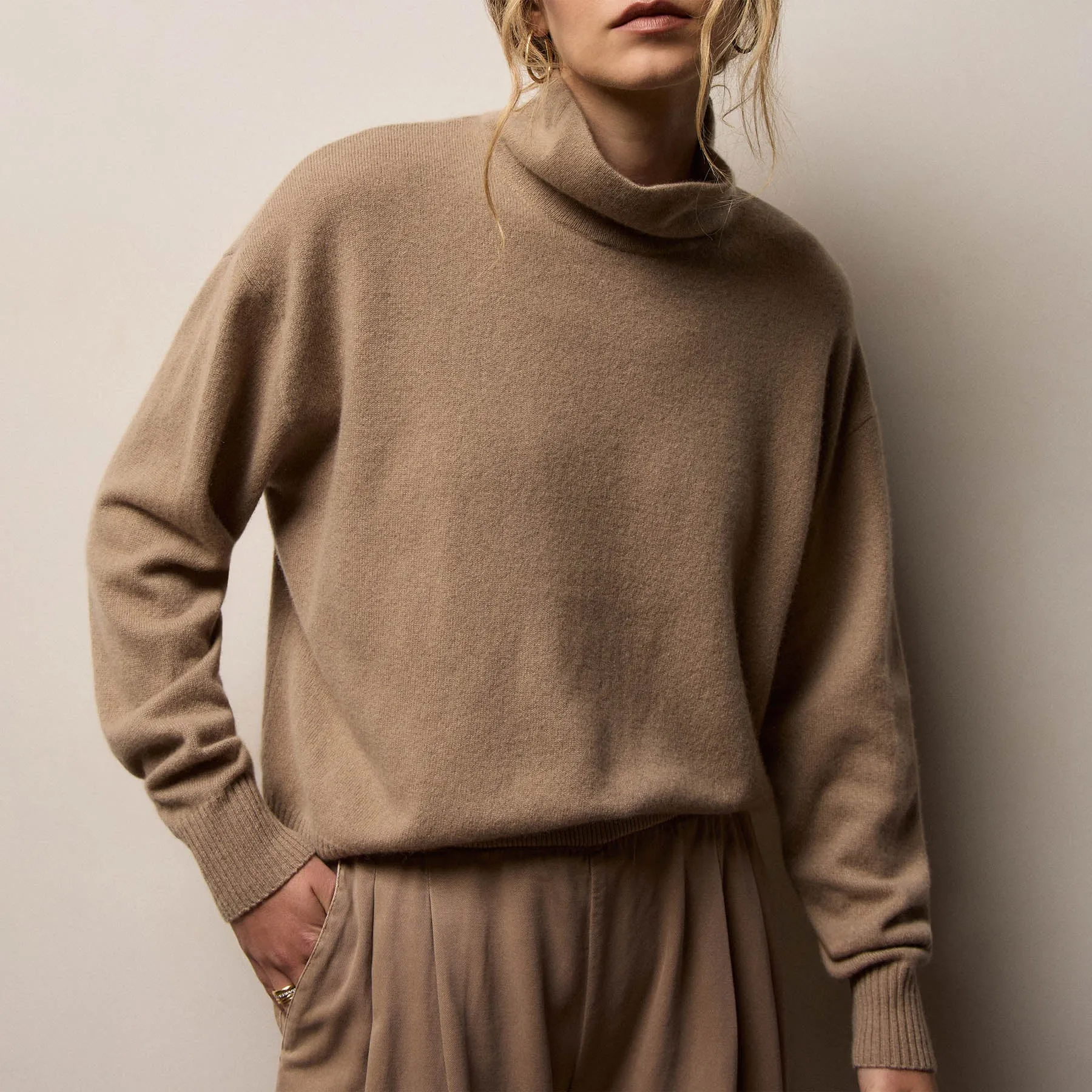 Spun Cashmere Funnel Neck Sweater - Coffee sold by James Perse product image thumbnail 2