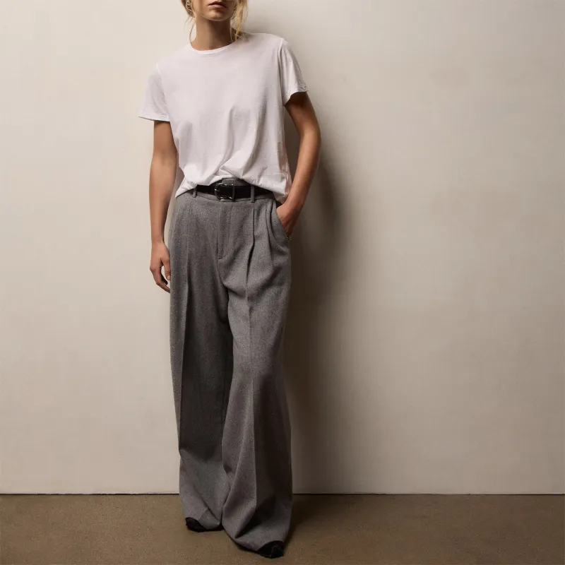 Wool Cashmere Blend Pleated Trouser - Heather Grey sold by James Perse