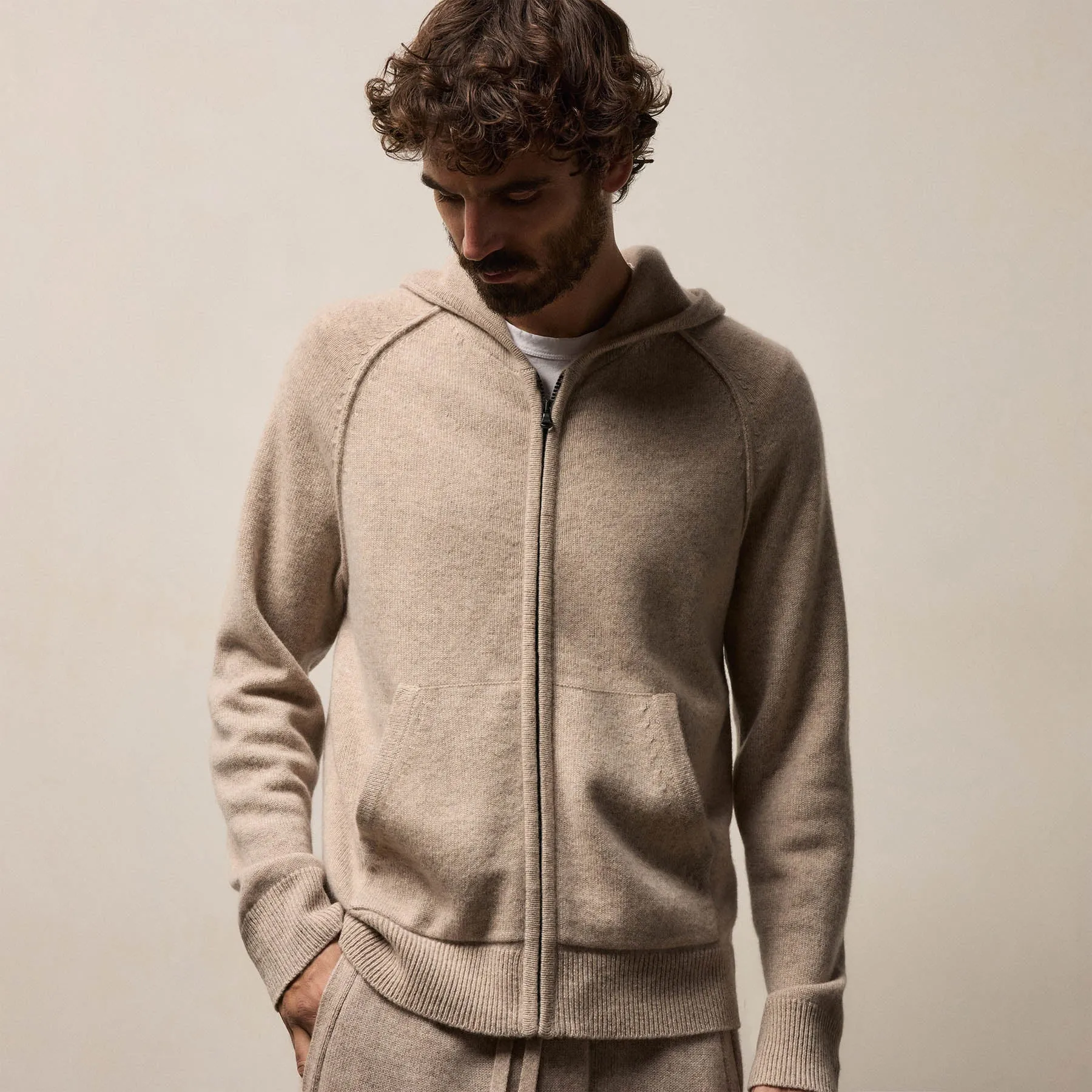 Recycled Cashmere Track Jacket - Stone sold by James Perse product image thumbnail 4