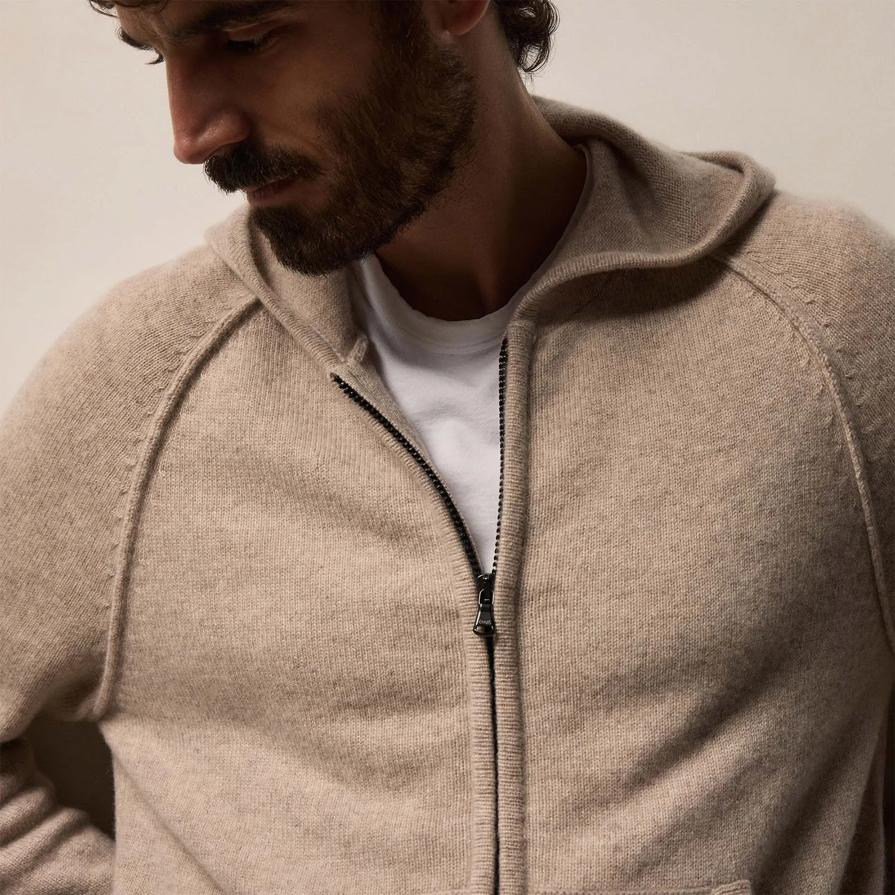Recycled Cashmere Track Jacket - Stone sold by James Perse product image thumbnail 5
