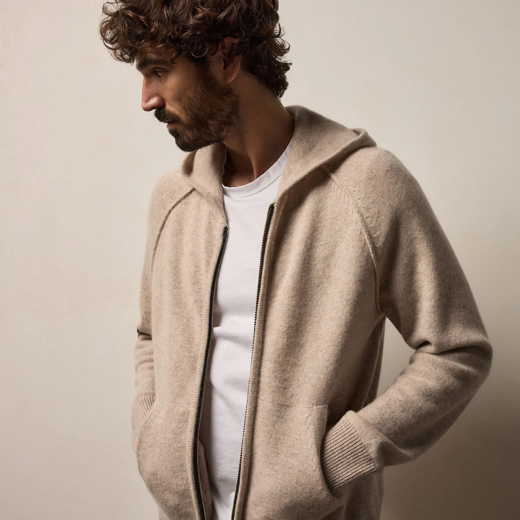 Recycled Cashmere Track Jacket - Stone sold by James Perse product image thumbnail 3