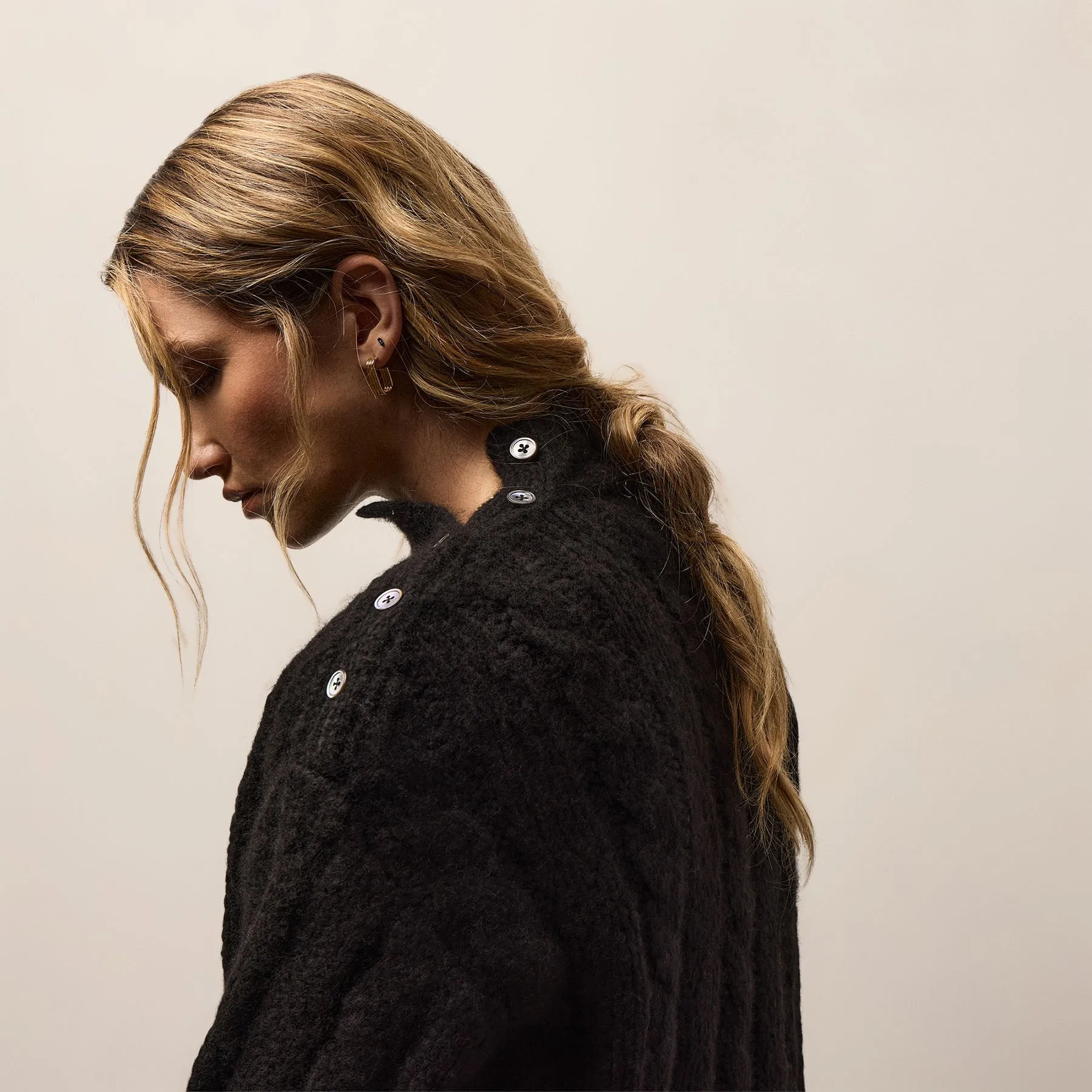 Cashmere Silk Cable Knit Sweater - Black sold by James Perse product image thumbnail 3