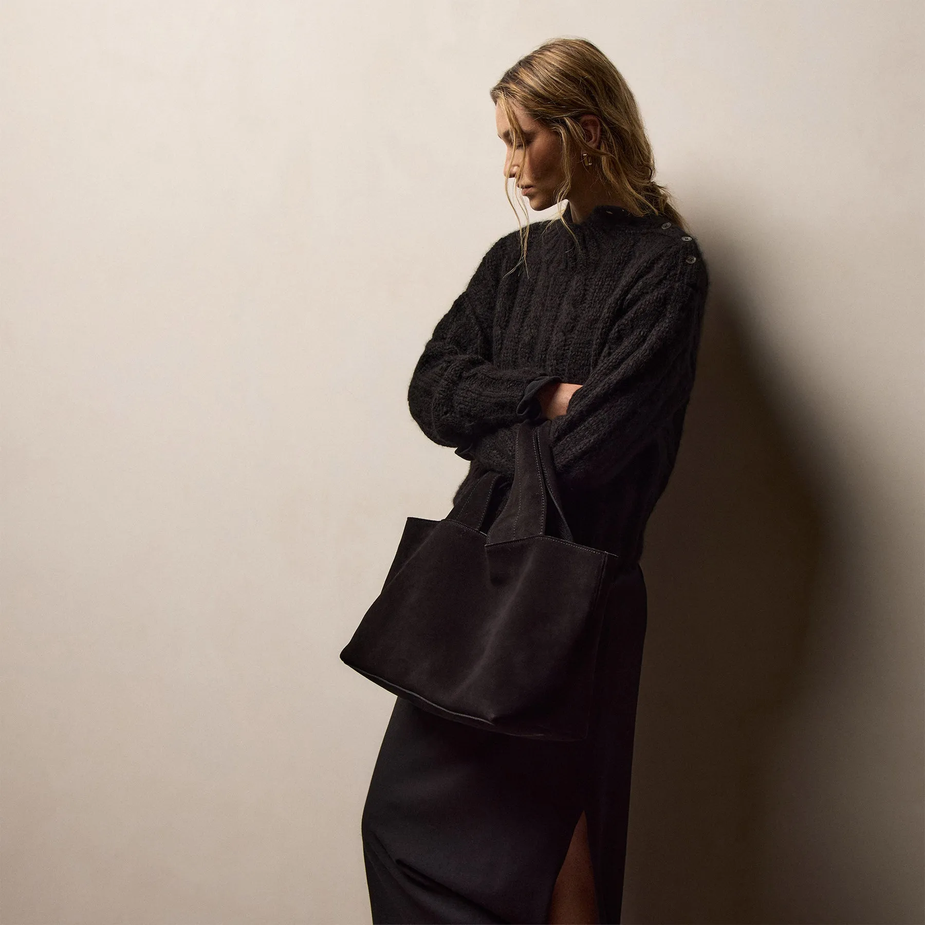 Cashmere Silk Cable Knit Sweater - Black sold by James Perse product image thumbnail 4