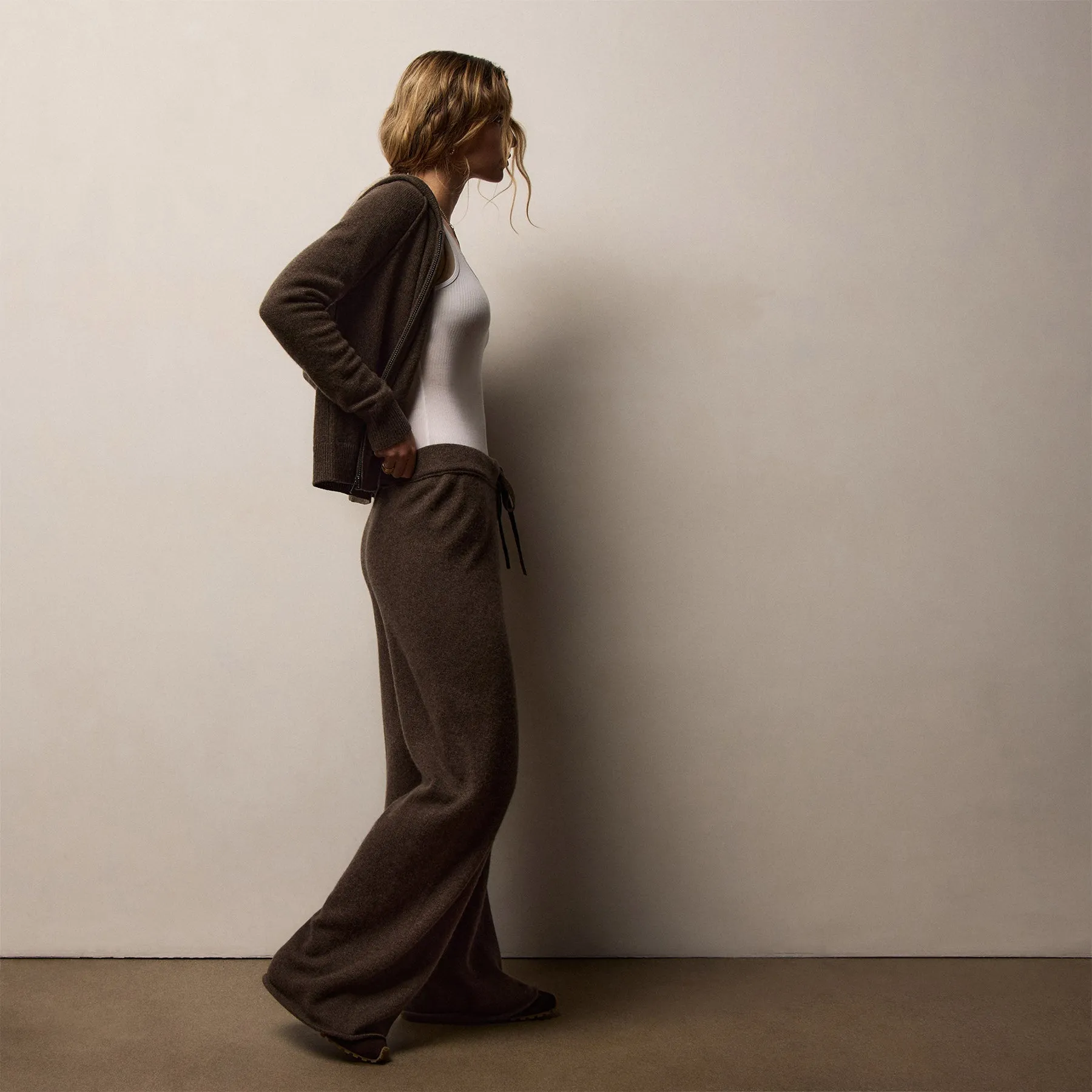 Cashmere Wide Leg Track Pant - Porcupine sold by James Perse product image thumbnail 2