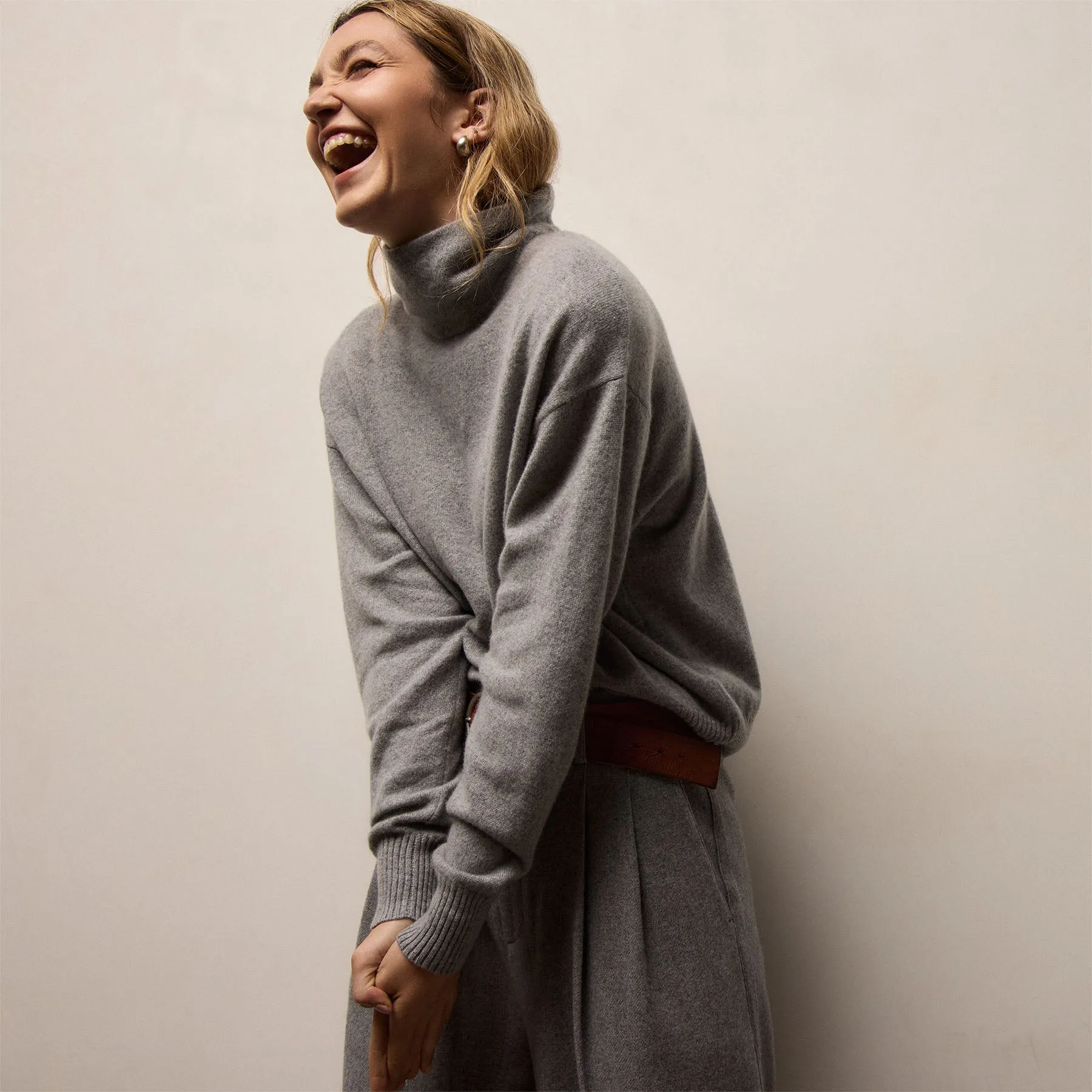 Spun Cashmere Funnel Neck Sweater - Heather Grey sold by James Perse product image thumbnail 4