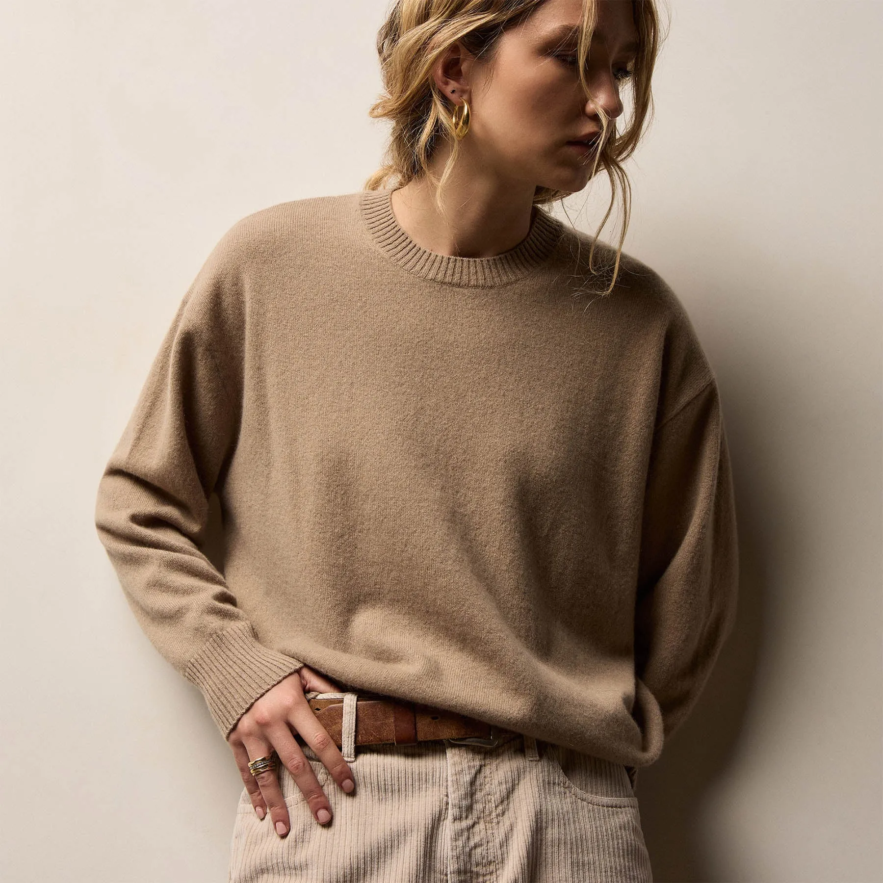 Spun Cashmere Crew Sweater - Coffee sold by James Perse