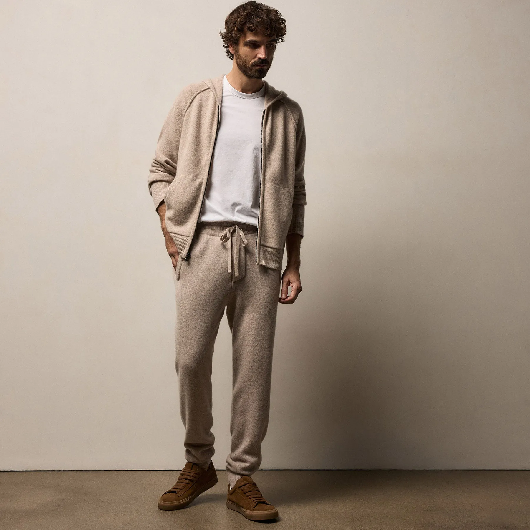 Recycled Cashmere Track Pant With Pockets - Stone sold by James Perse