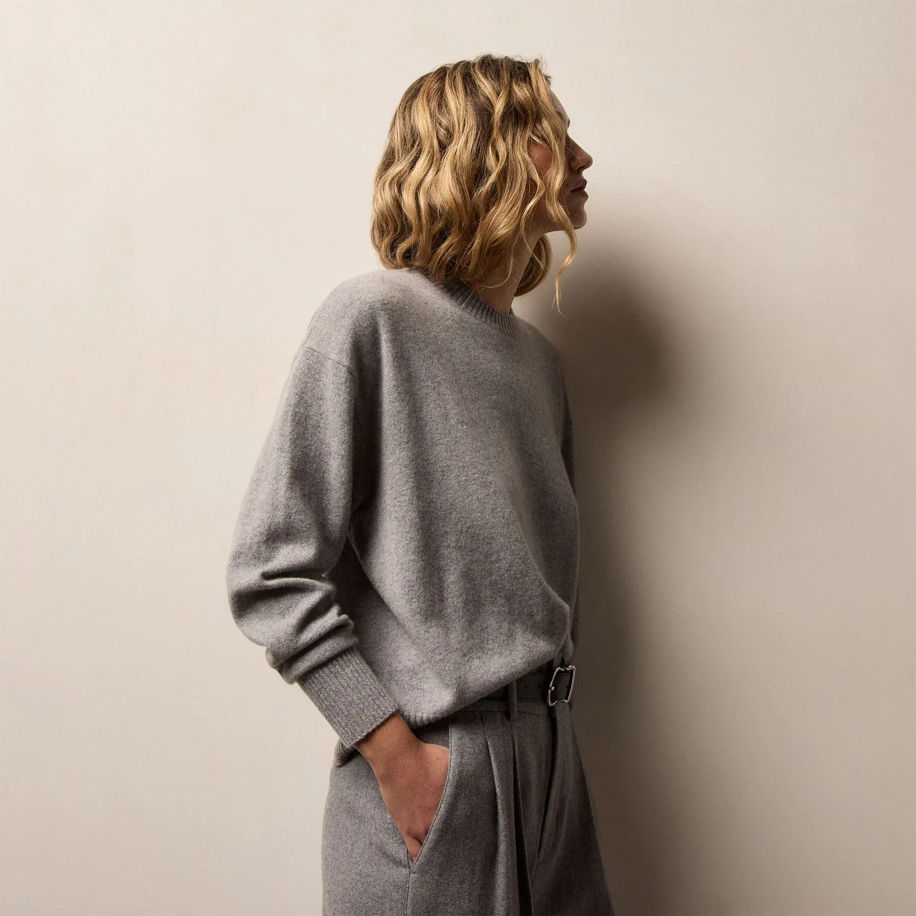 Spun Cashmere Crew Sweater - Heather Grey sold by James Perse product image thumbnail 3