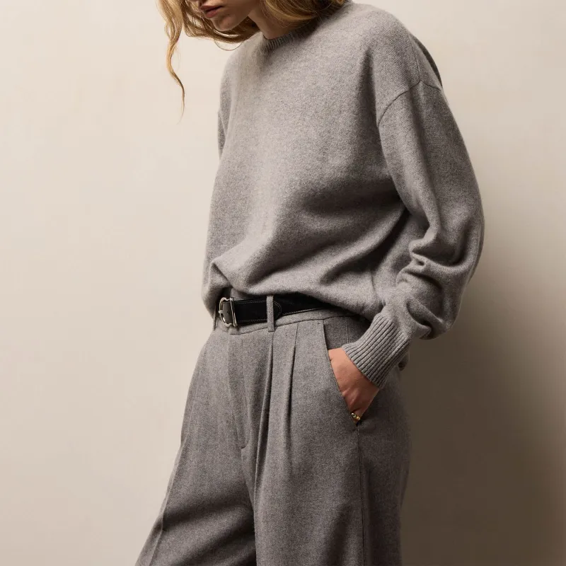 Spun Cashmere Crew Sweater - Heather Grey sold by James Perse