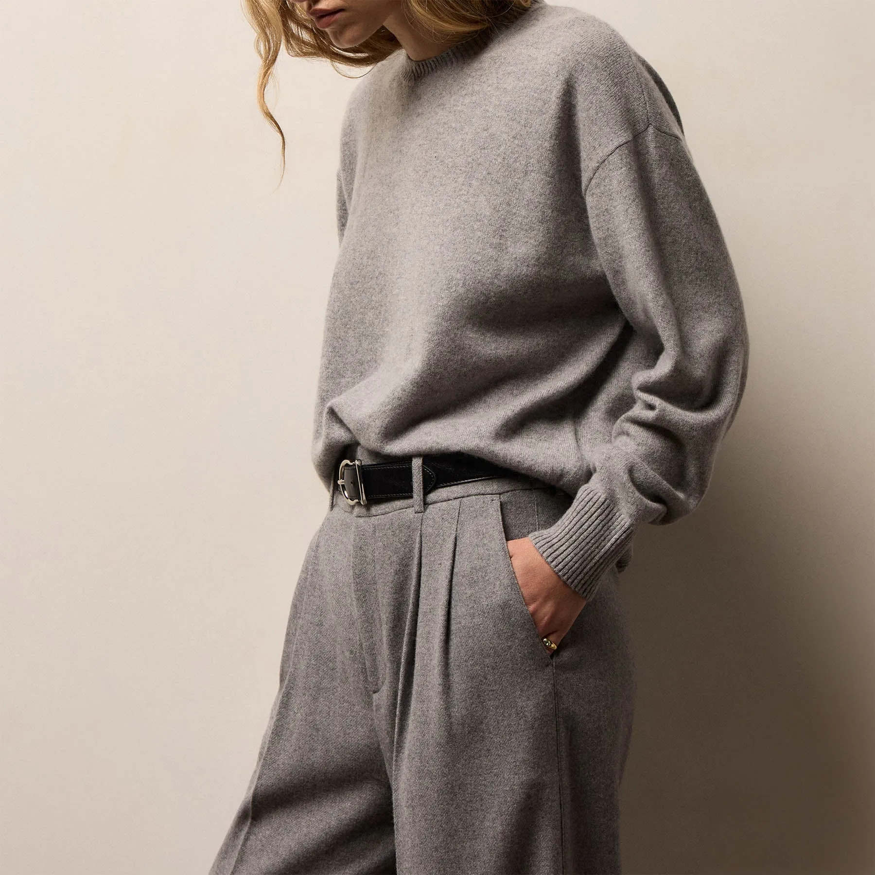 Spun Cashmere Crew Sweater - Heather Grey sold by James Perse
