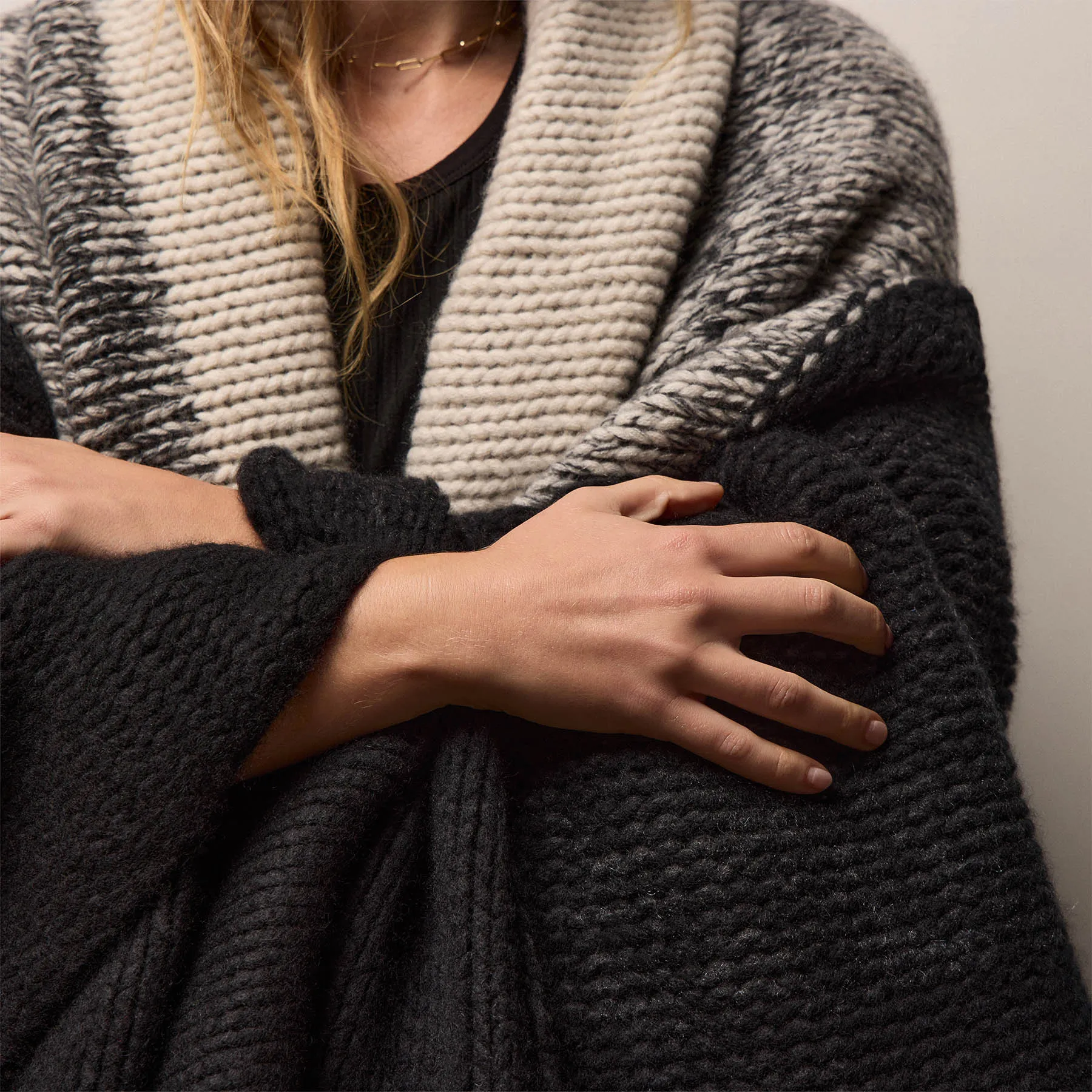 Graded Stripe Blanket - Black/Charcoal/Ivory sold by James Perse product image thumbnail 4