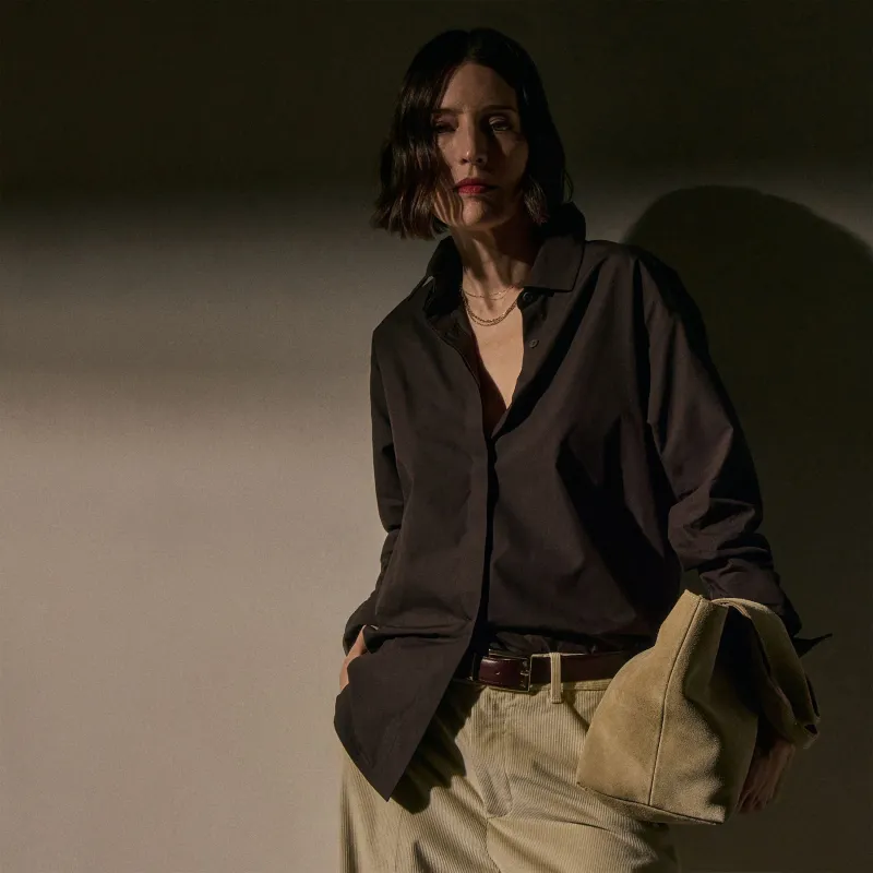 Supima Poplin Shirt - Cocoa sold by James Perse