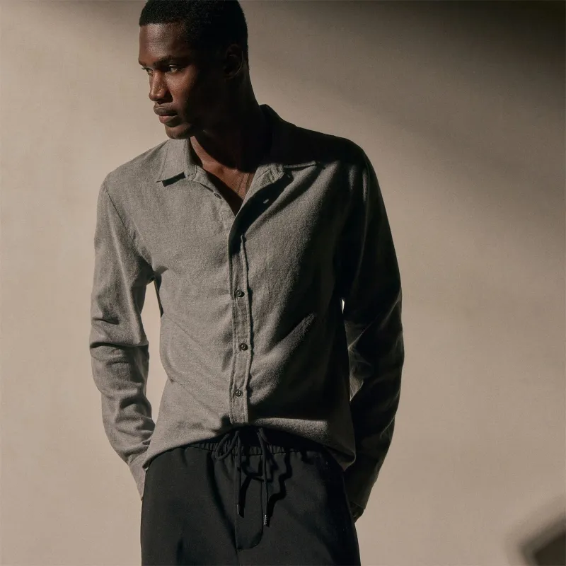 Refined Cotton Flannel Shirt - Heather Grey sold by James Perse