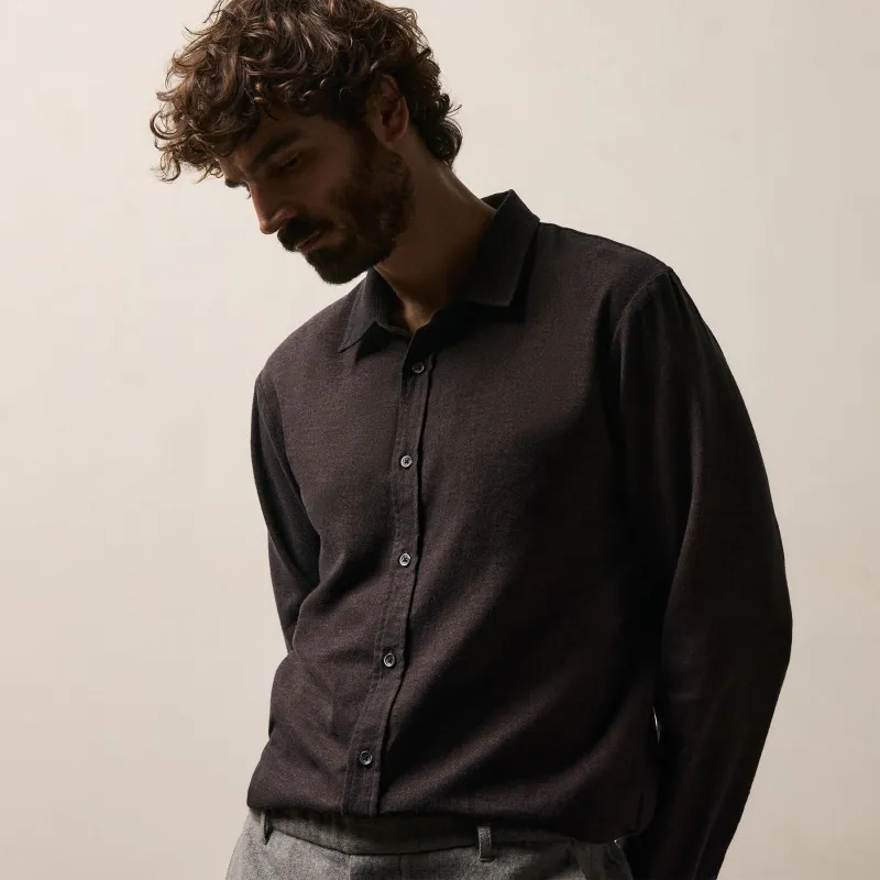 Refined Cotton Flannel Shirt - Cocoa sold by James Perse