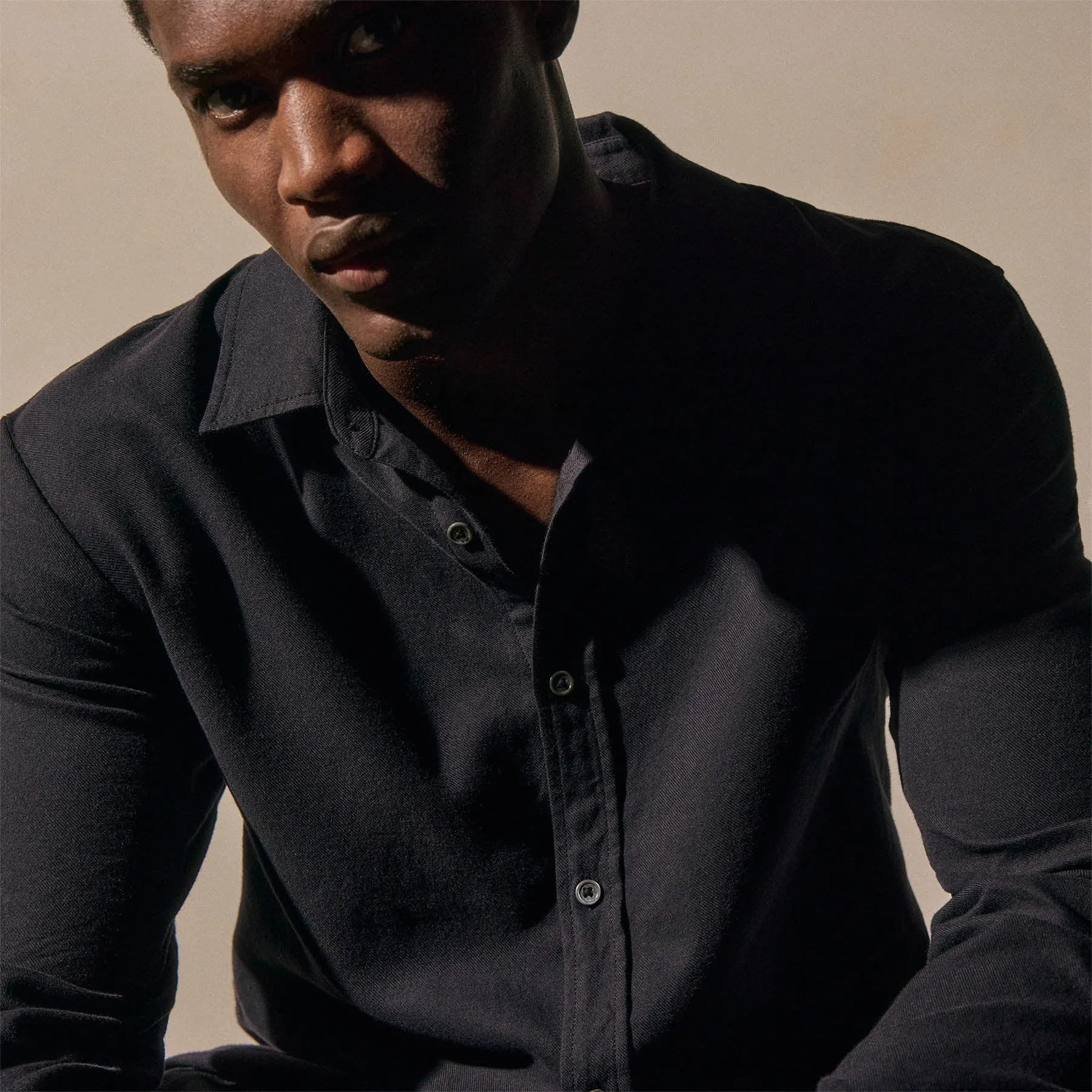 Refined Cotton Flannel Shirt - Blue Black sold by James Perse product image thumbnail 3