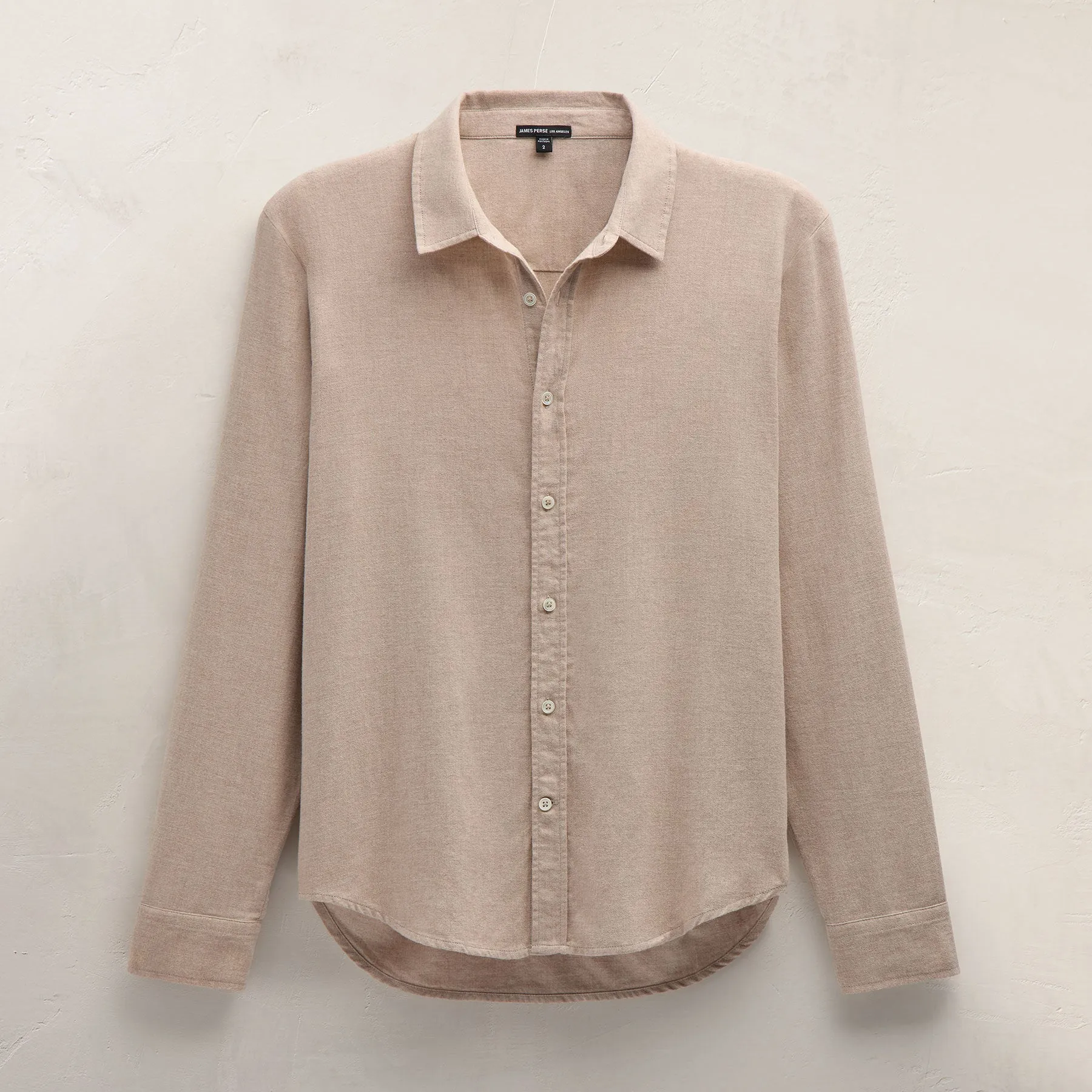 Refined Cotton Flannel Shirt - Stone sold by James Perse product image thumbnail 2