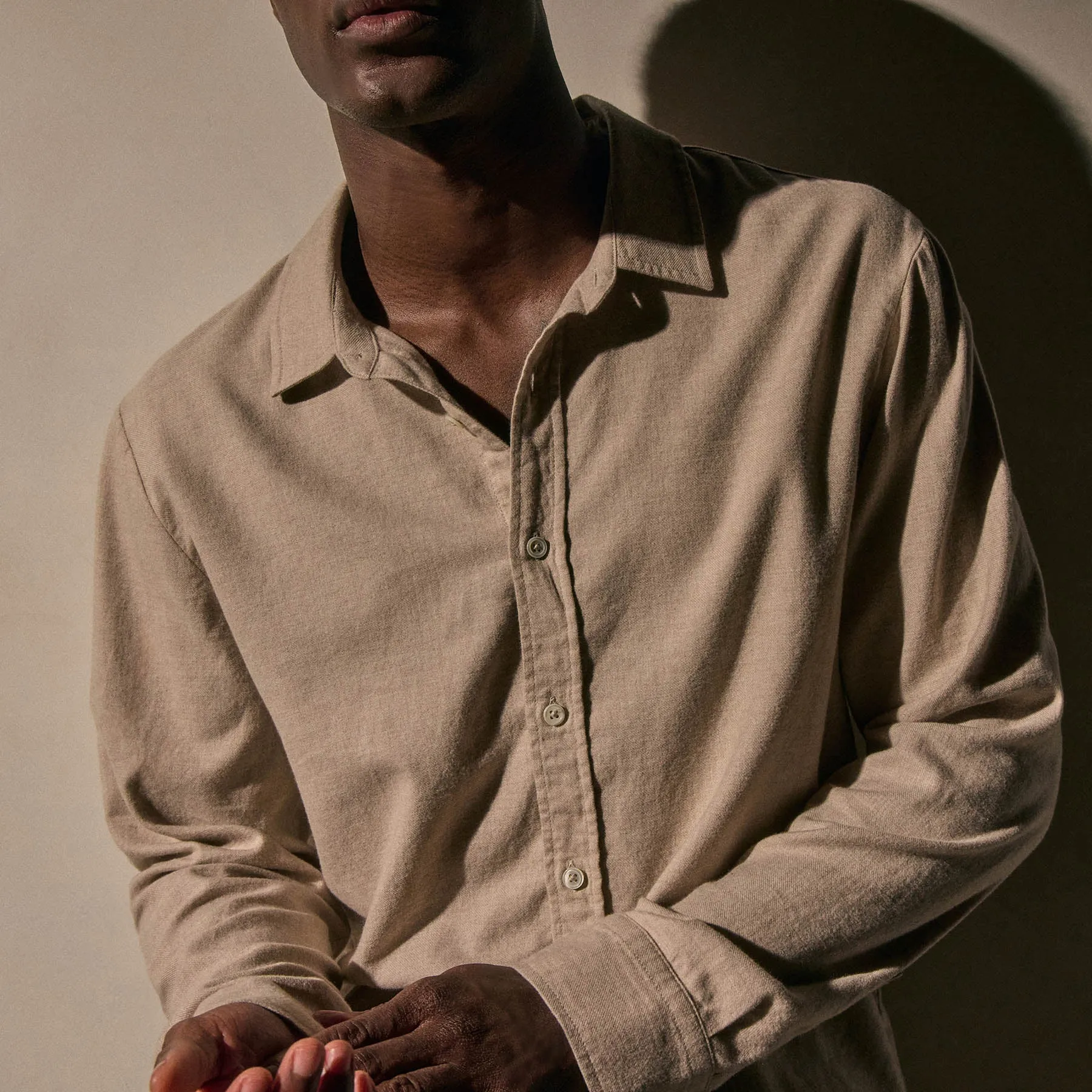 Refined Cotton Flannel Shirt - Stone sold by James Perse