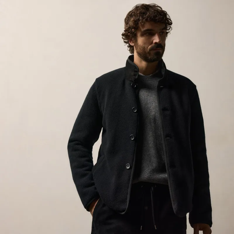 Recycled Cashmere Car Coat - Black/Black sold by James Perse