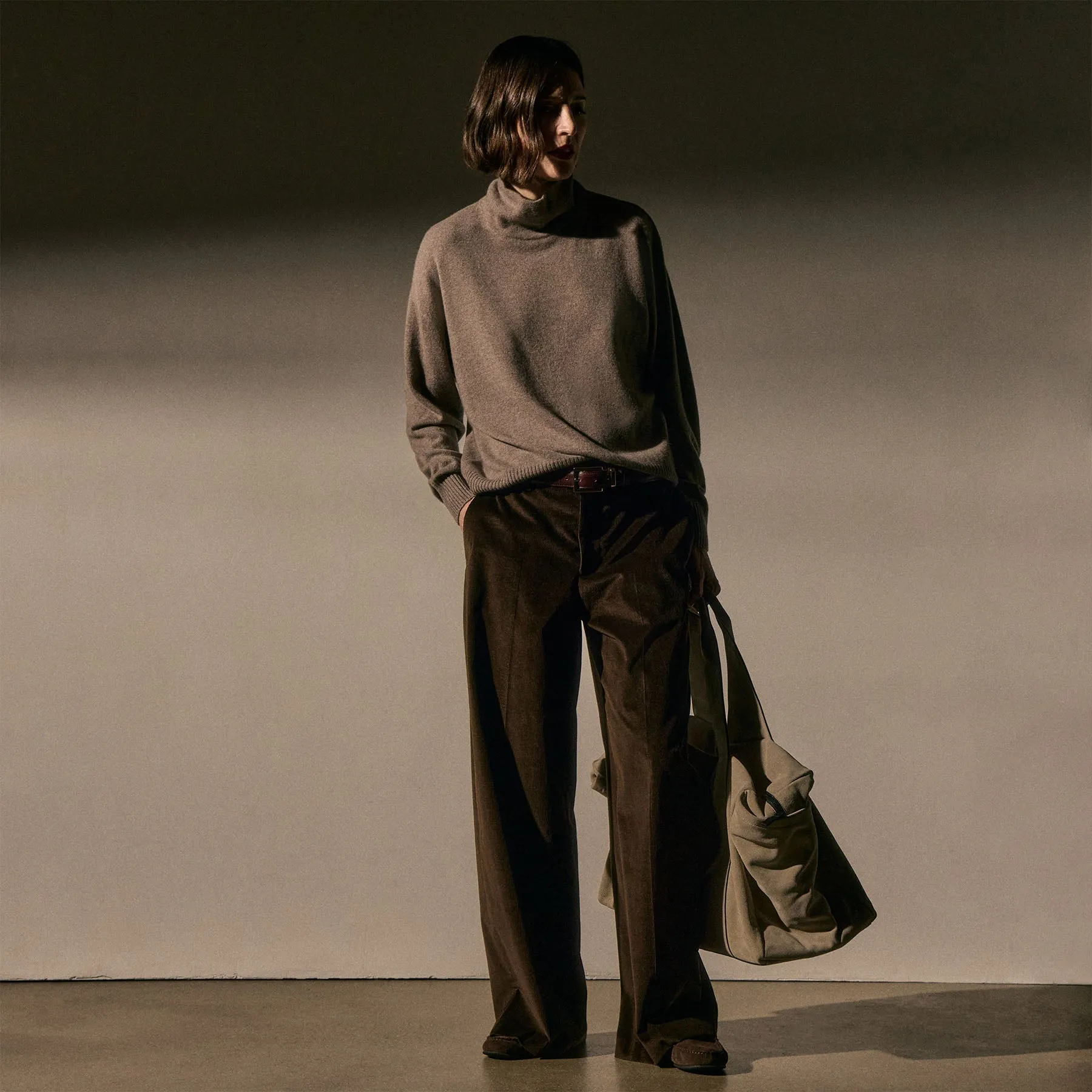 Spun Cashmere Funnel Neck Sweater - Warm Brown sold by James Perse product image thumbnail 3