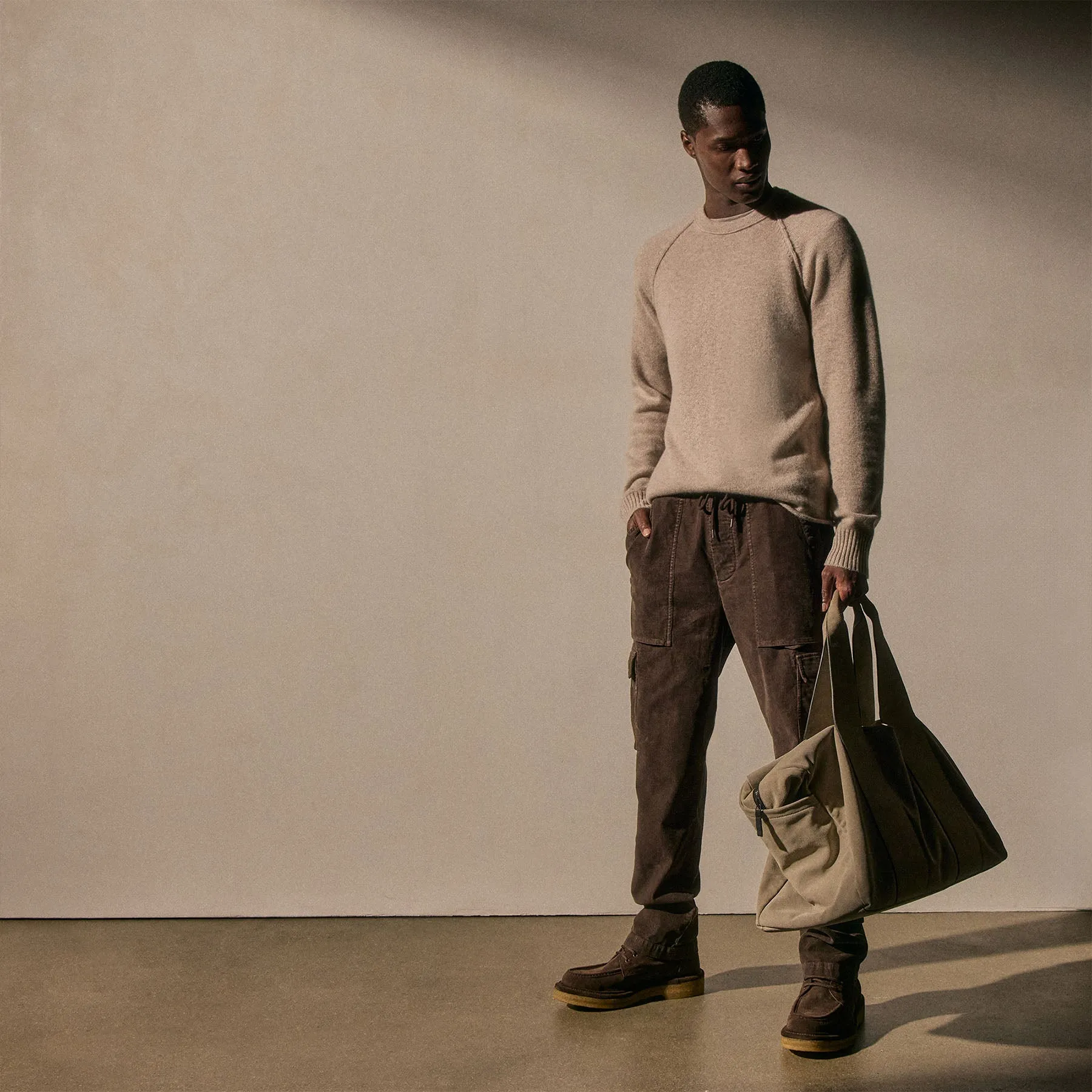 Recycled Cashmere Crew Sweater - Stone sold by James Perse product image thumbnail 3