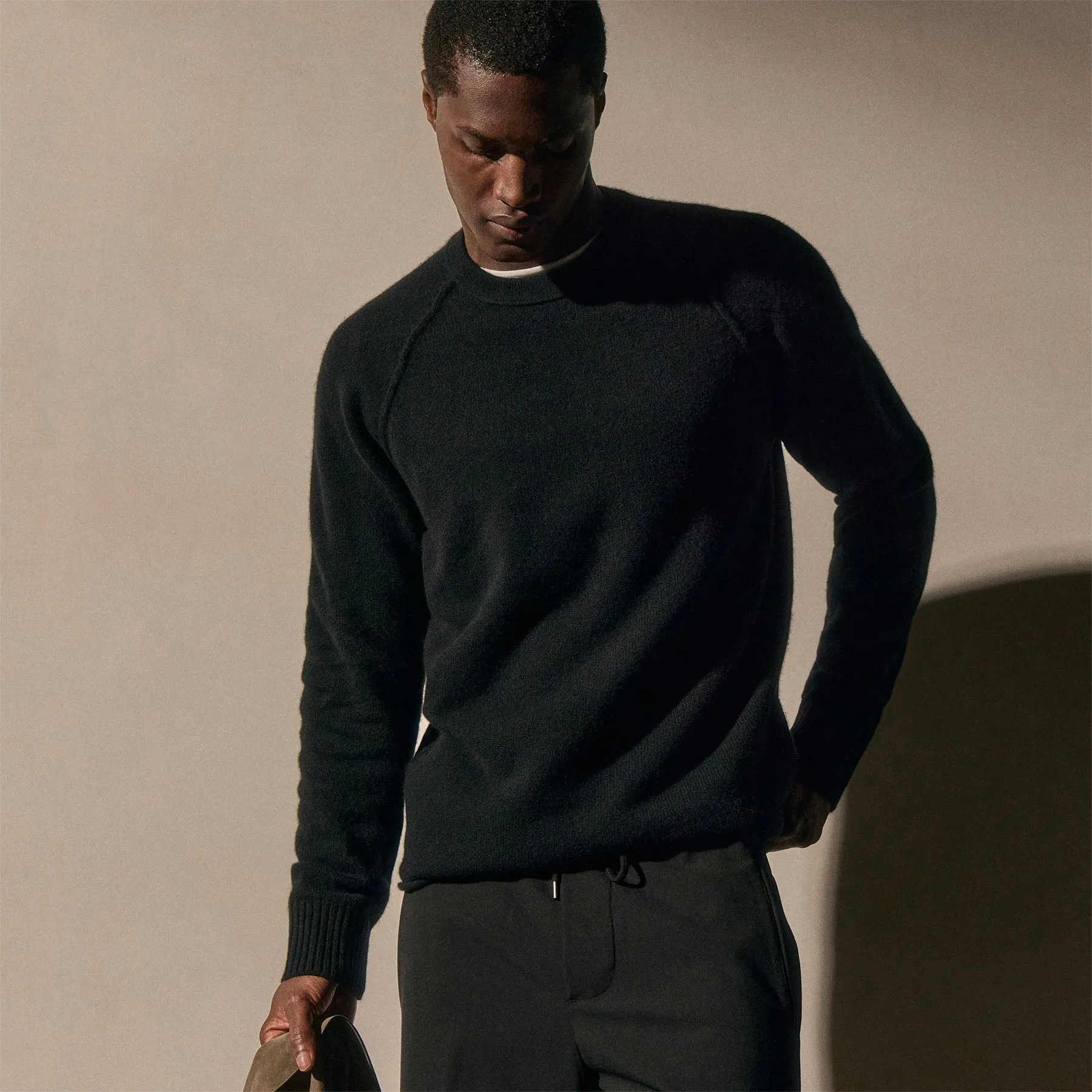 Recycled Cashmere Crew Sweater - Black sold by James Perse