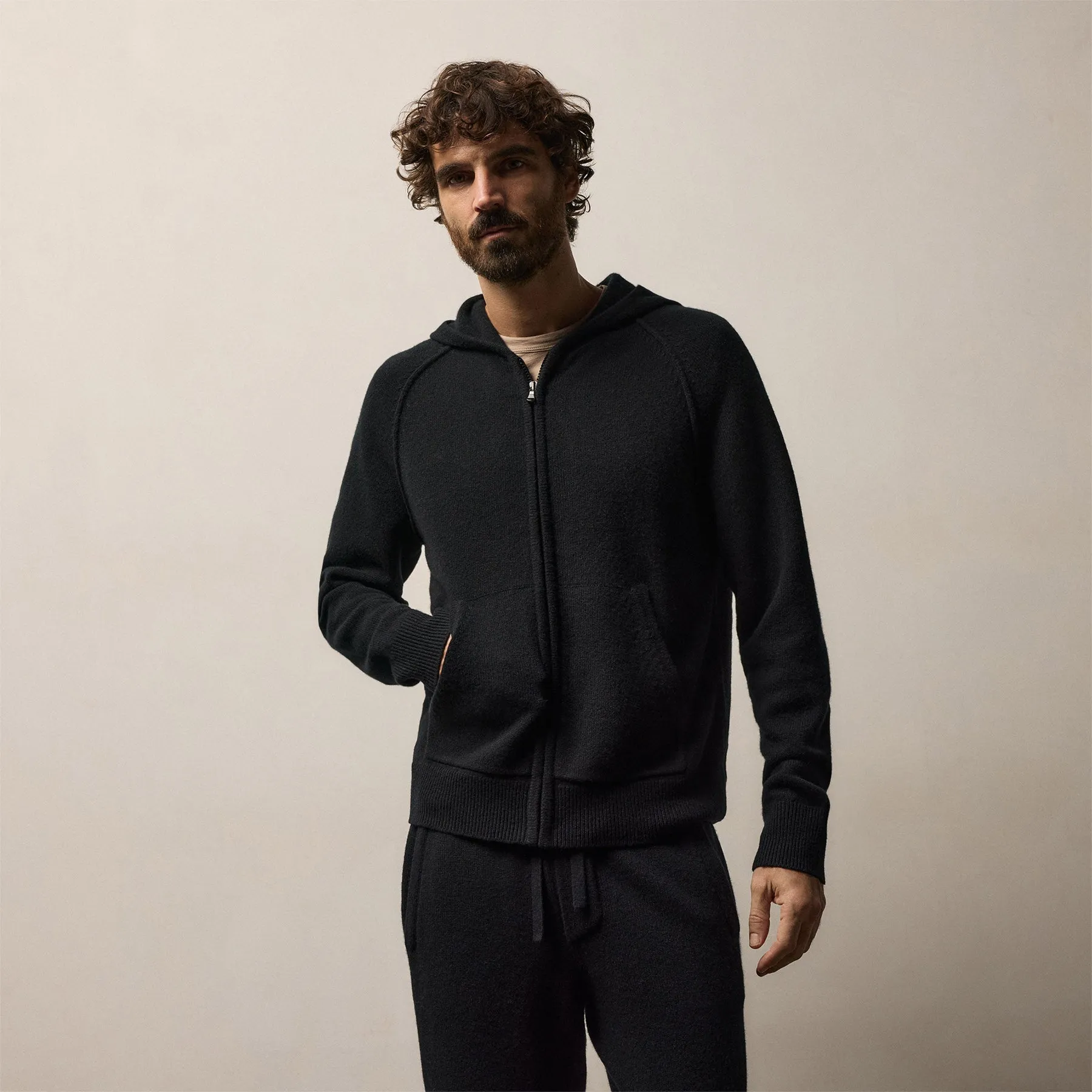 Recycled Cashmere Track Jacket - Black sold by James Perse