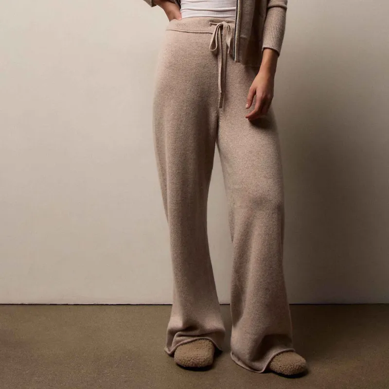 Recycled Cashmere Wide Leg Pant - Stone sold by James Perse
