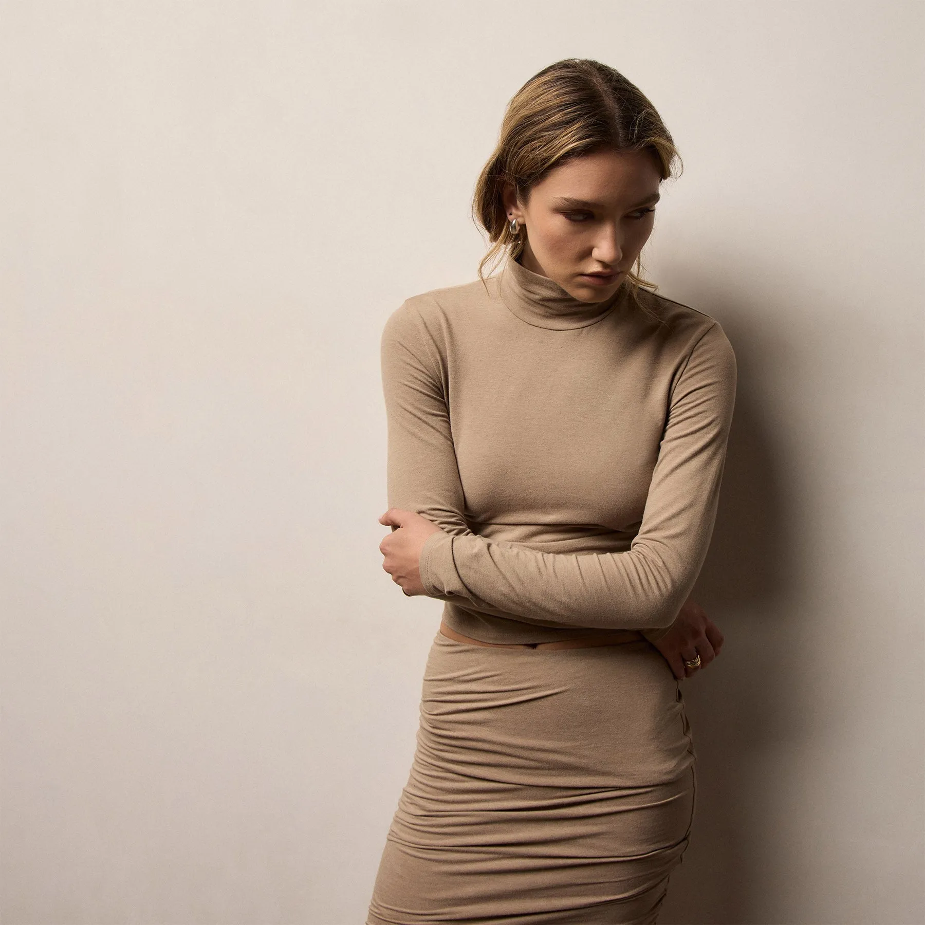 Melange Jersey Turtleneck - Coffee sold by James Perse product image thumbnail 2