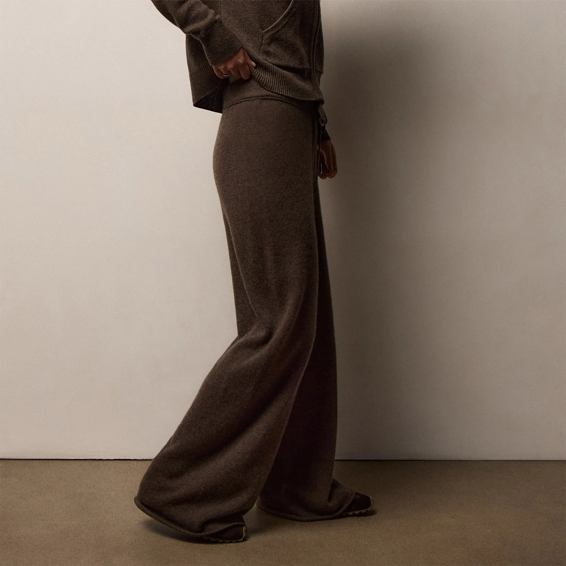 Recycled Cashmere Wide Leg Pant - Porcupine sold by James Perse