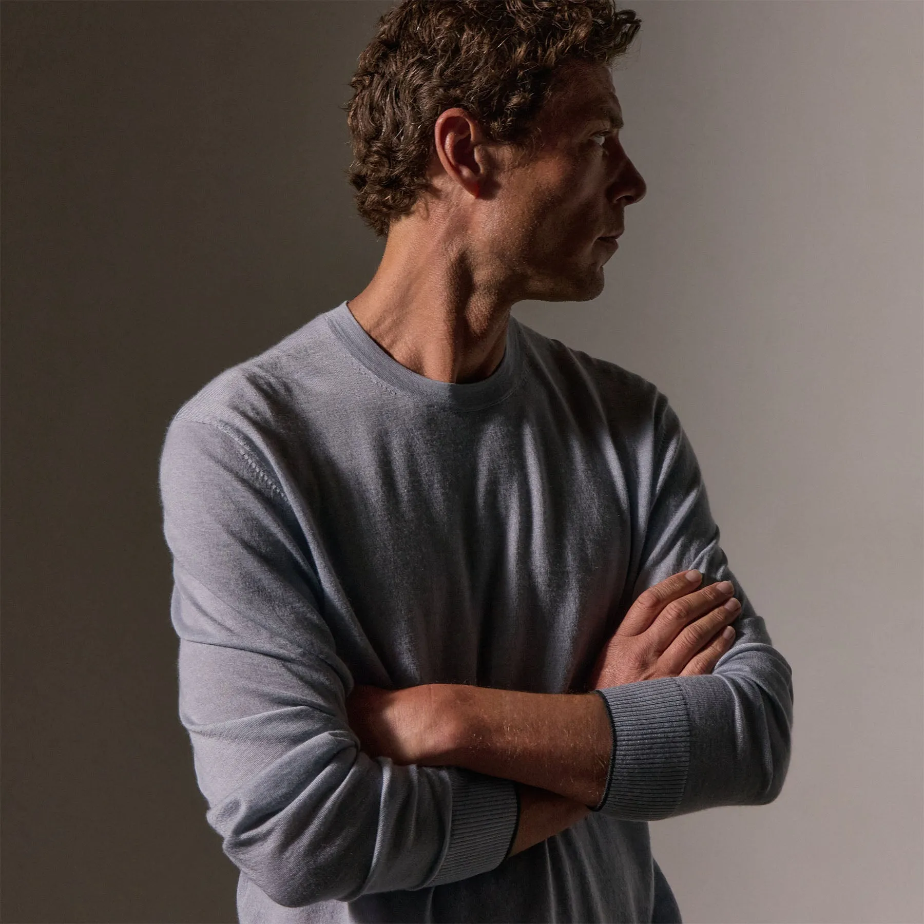 Ultrafine Cashmere Tipped Crew - Grey Sky/Coal sold by James Perse product image thumbnail 2