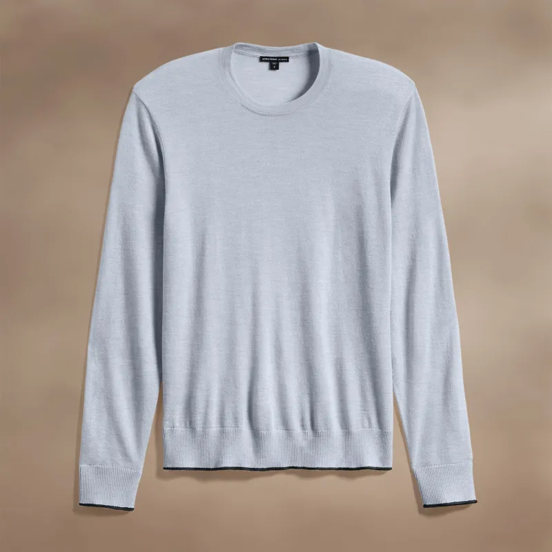Ultrafine Cashmere Tipped Crew - Grey Sky/Coal sold by James Perse