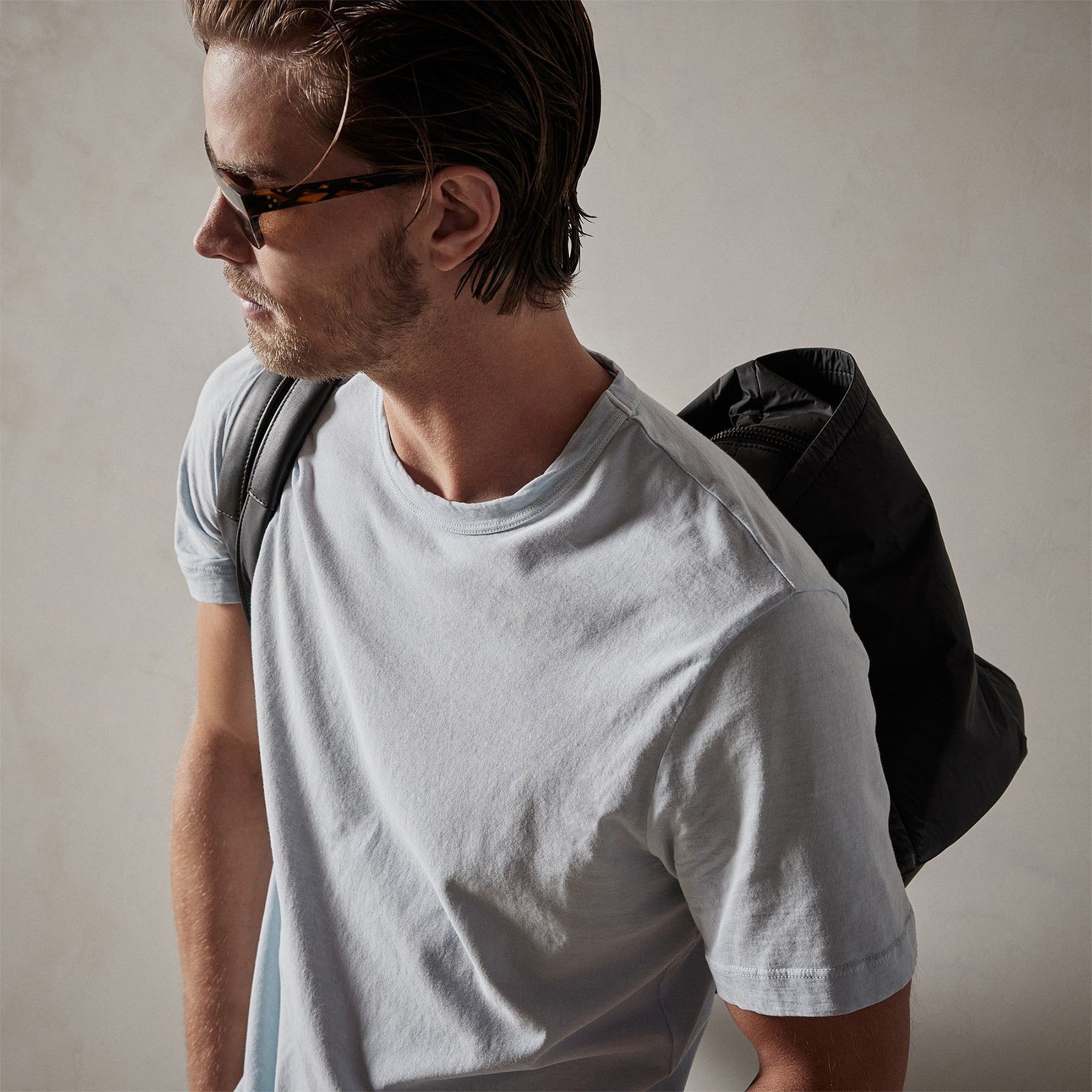 Short Sleeve Crew Neck - Baby Blue Pigment sold by James Perse