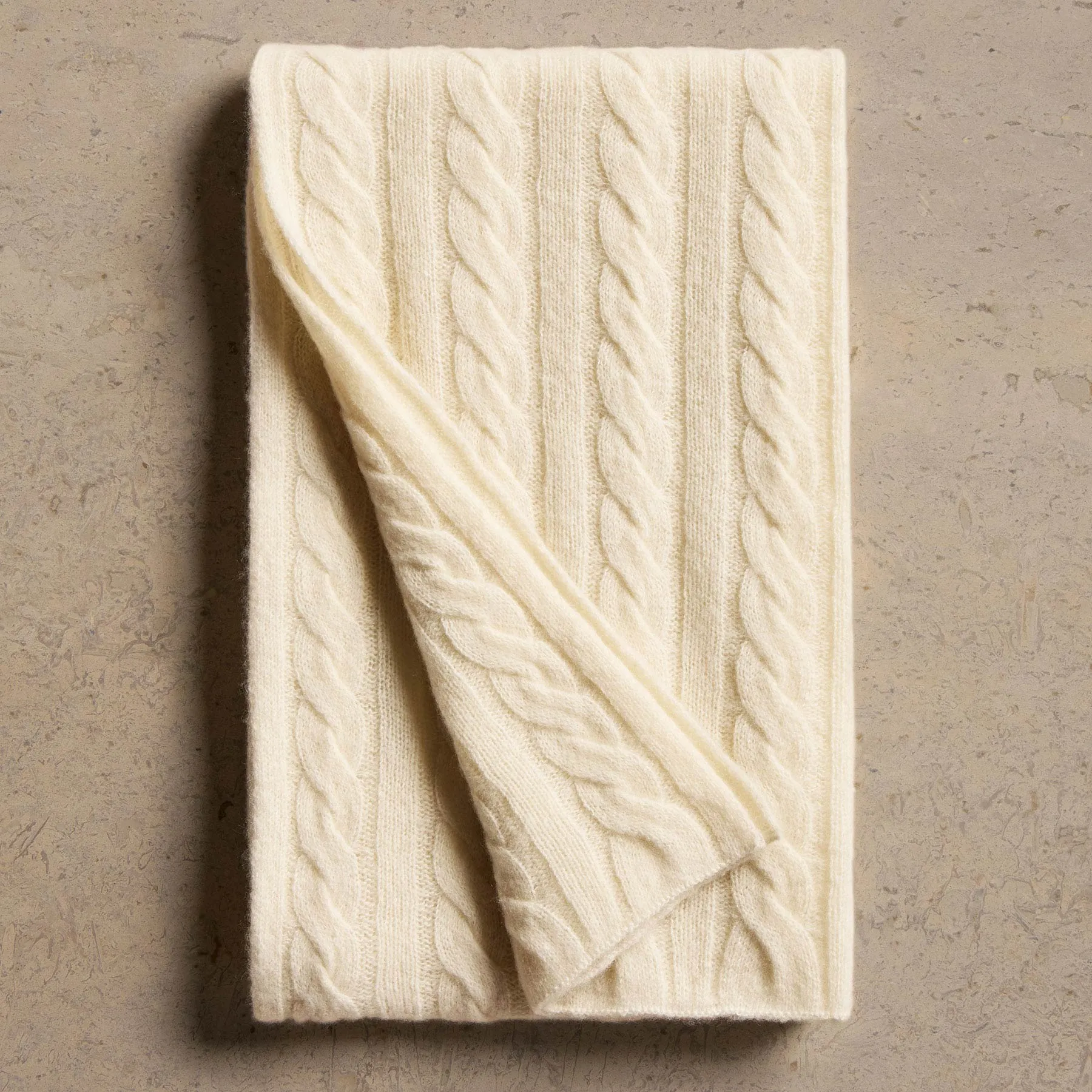Lightweight Cashmere Cableknit Scarf - Ivory sold by James Perse