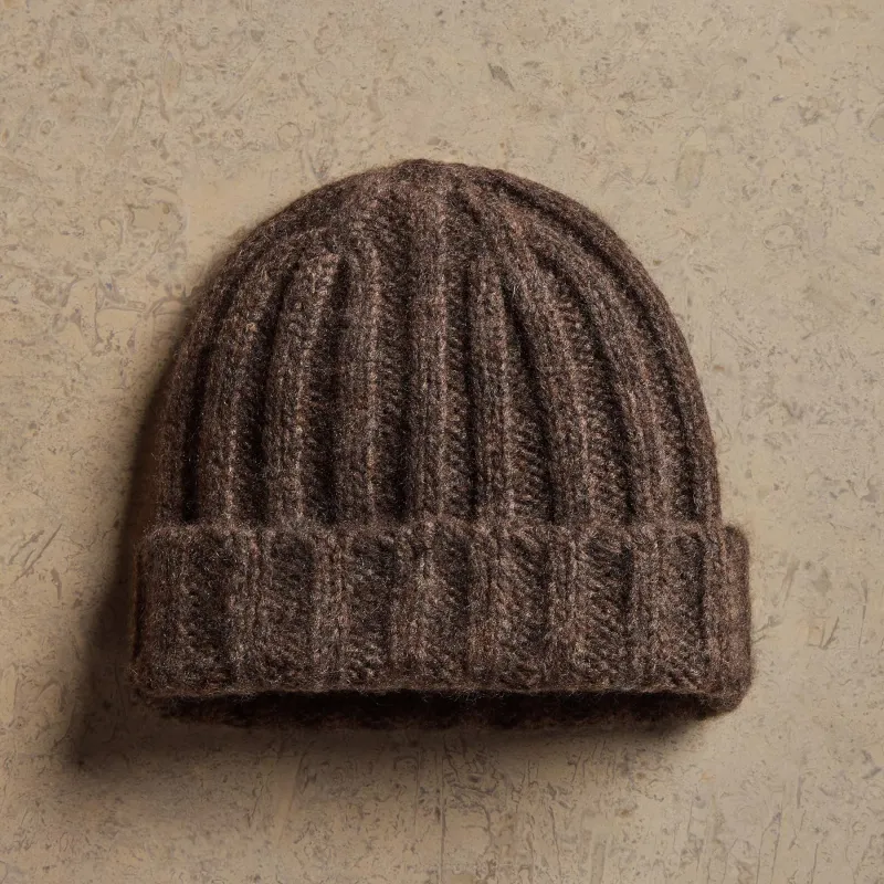 Lightweight Textured Cashmere Beanie - Bark sold by James Perse