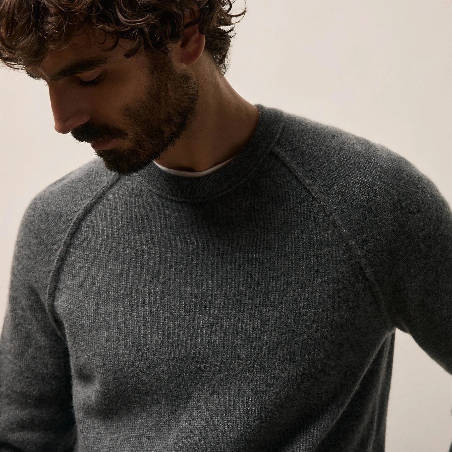 Recycled Cashmere Crew Sweater - Flannel sold by James Perse product image thumbnail 3