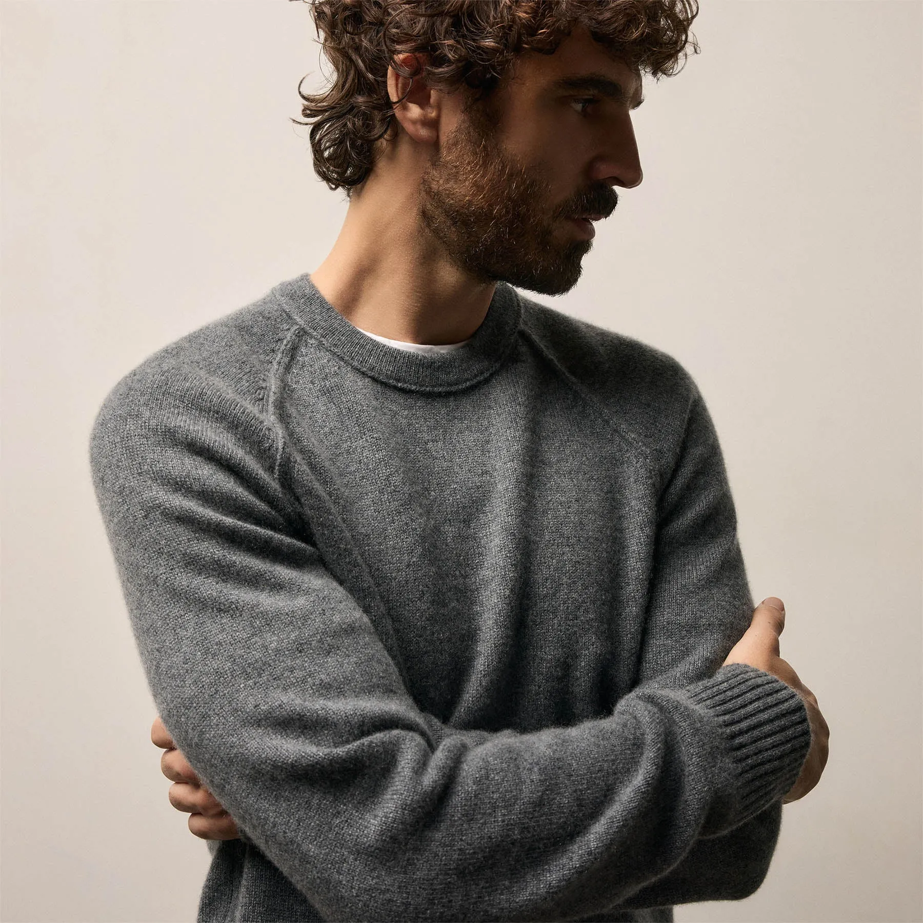 Recycled Cashmere Crew Sweater - Flannel sold by James Perse product image thumbnail 4
