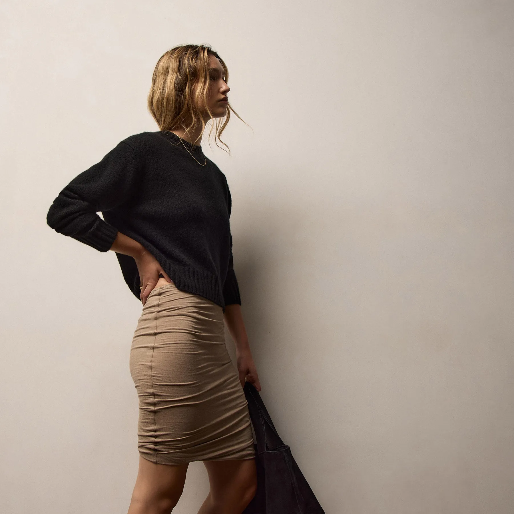 Melange Jersey Skirt - Coffee sold by James Perse product image thumbnail 2