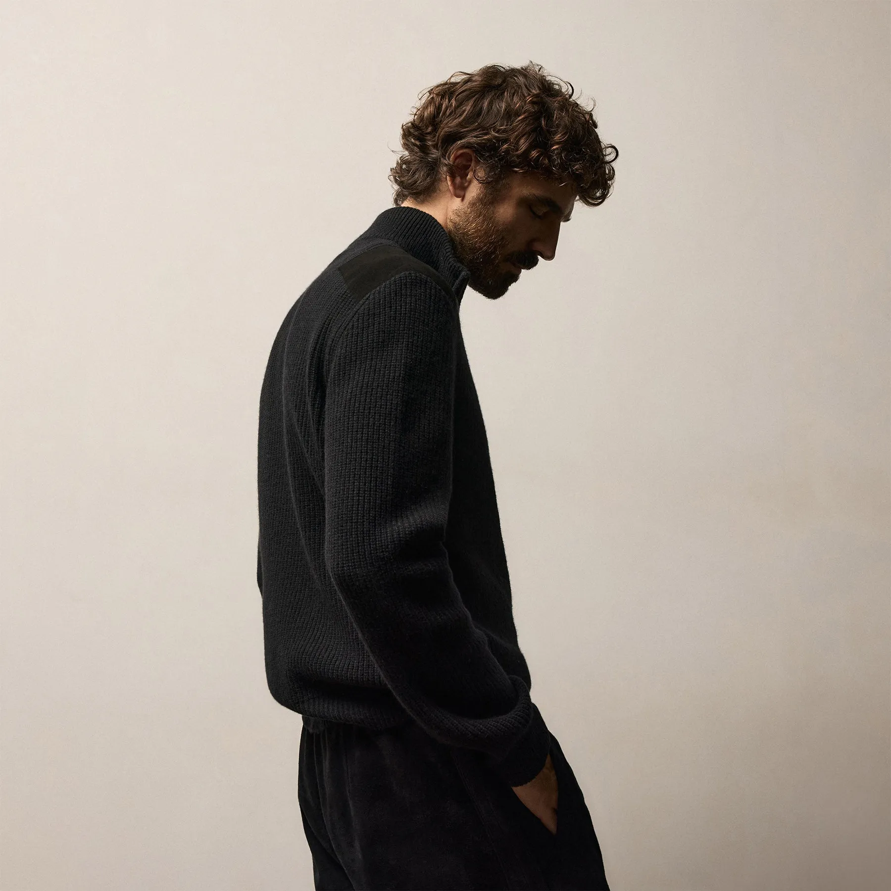 Italian Spun Cashmere Half Zip - Black sold by James Perse product image thumbnail 5