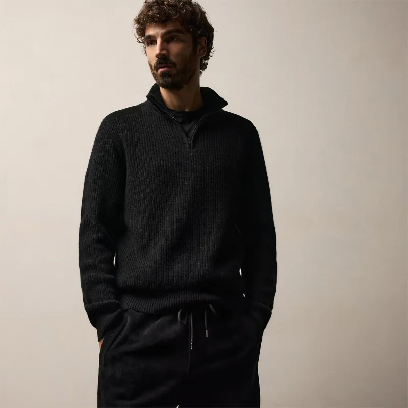 Italian Spun Cashmere Half Zip - Black sold by James Perse