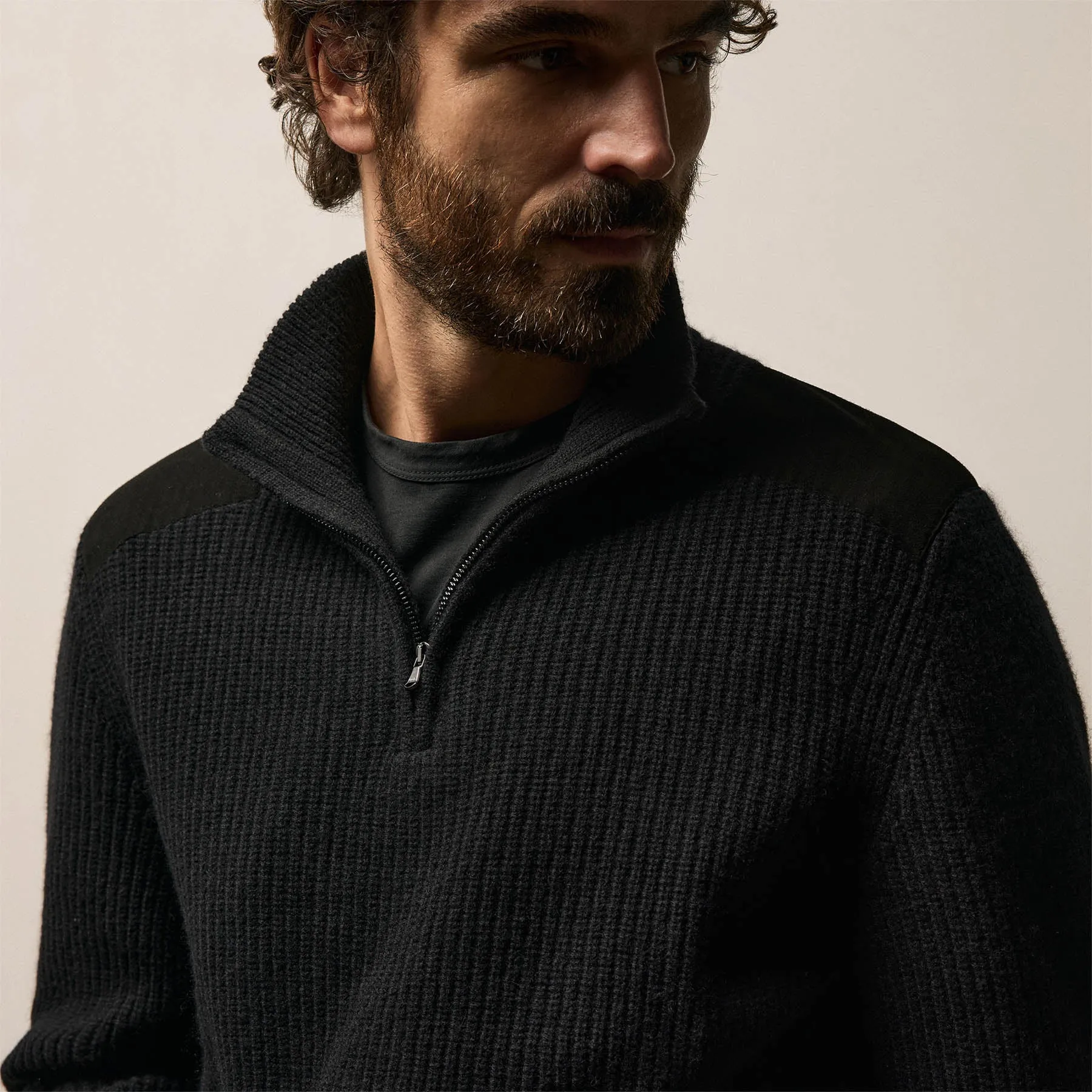 Italian Spun Cashmere Half Zip - Black sold by James Perse product image thumbnail 4