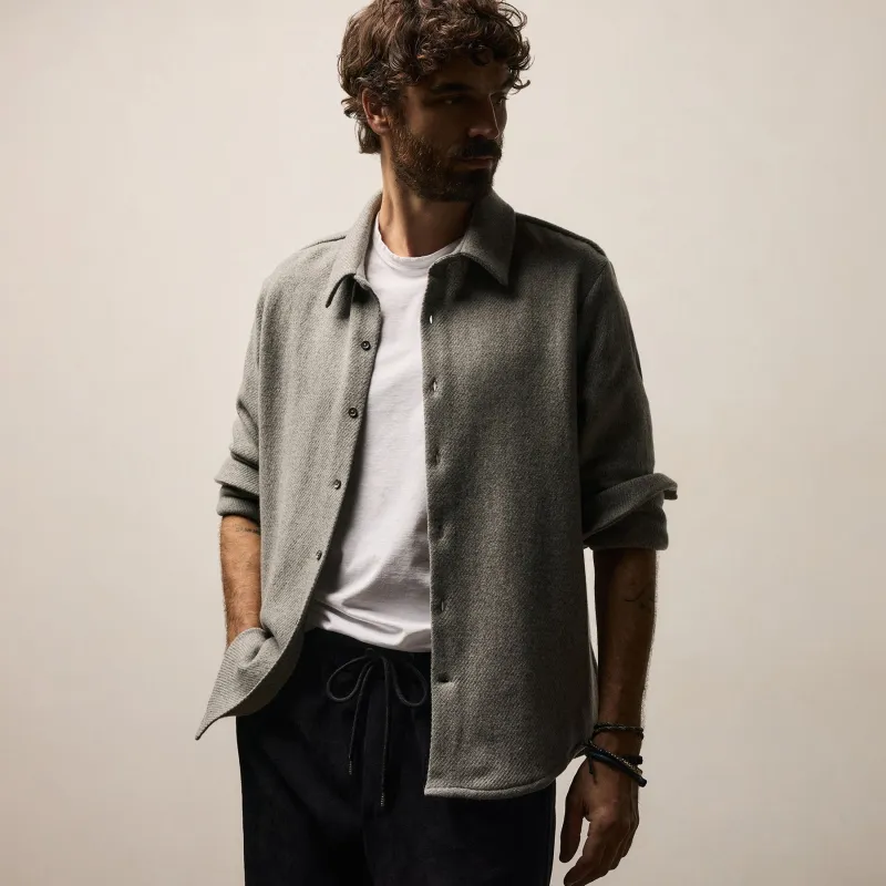 Cashmere Wool Twill Shirt - Heather Grey sold by James Perse