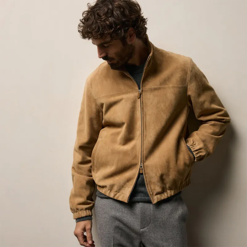 Suede Bomber Jacket - Sand sold by James Perse