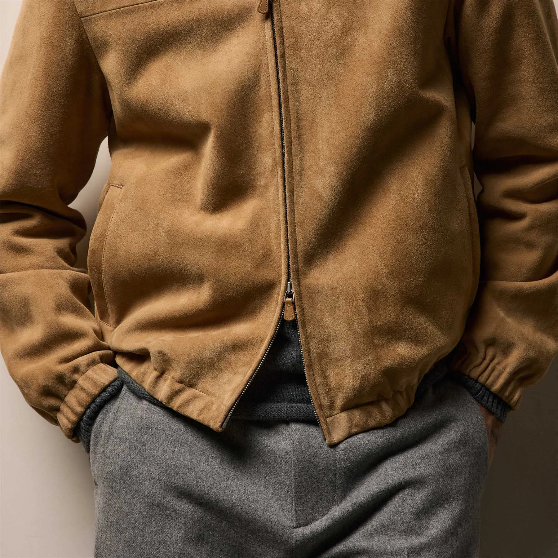 Suede Bomber Jacket - Sand sold by James Perse product image thumbnail 3