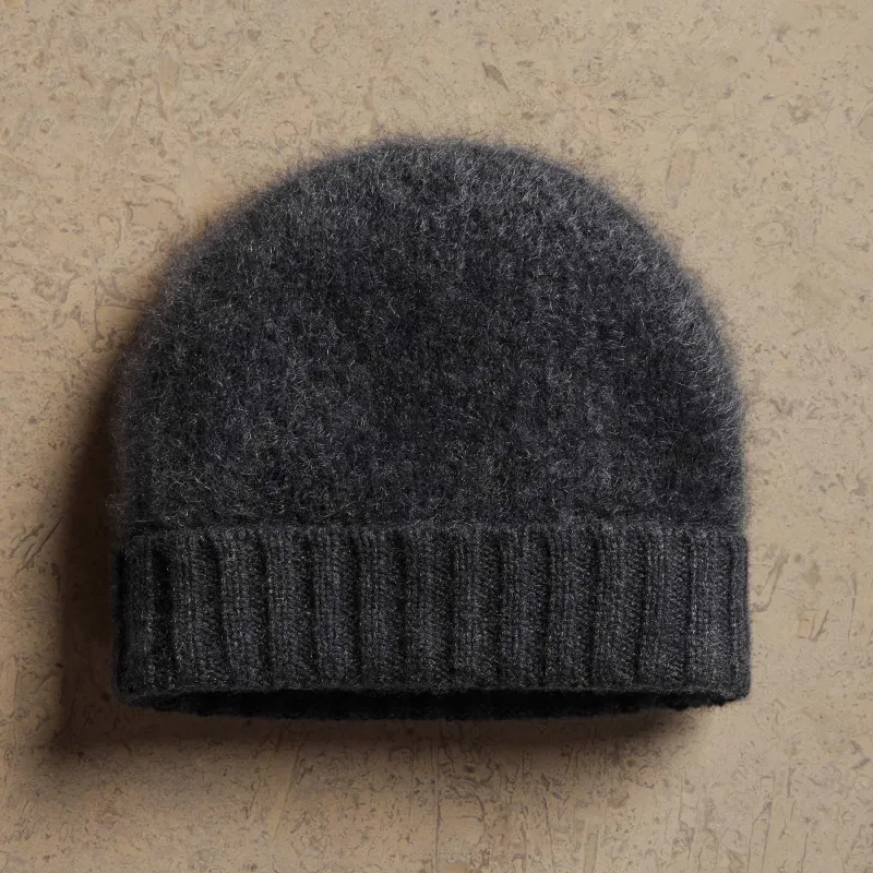 Halo Brushed Cashmere Beanie - Coal sold by James Perse