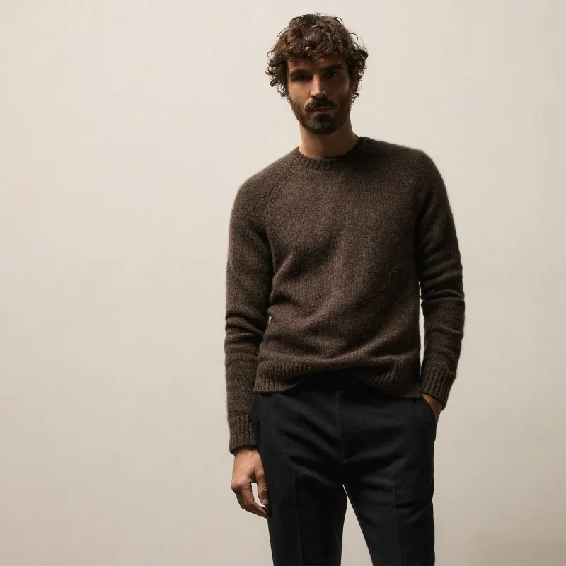 Lightweight Textured Cashmere Crew - Bark sold by James Perse